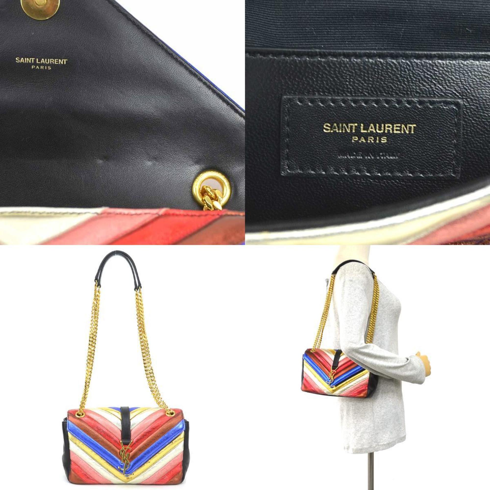 SLT Laurent shoulder bag in black and multicolored leather, women's, 428125 90160a
