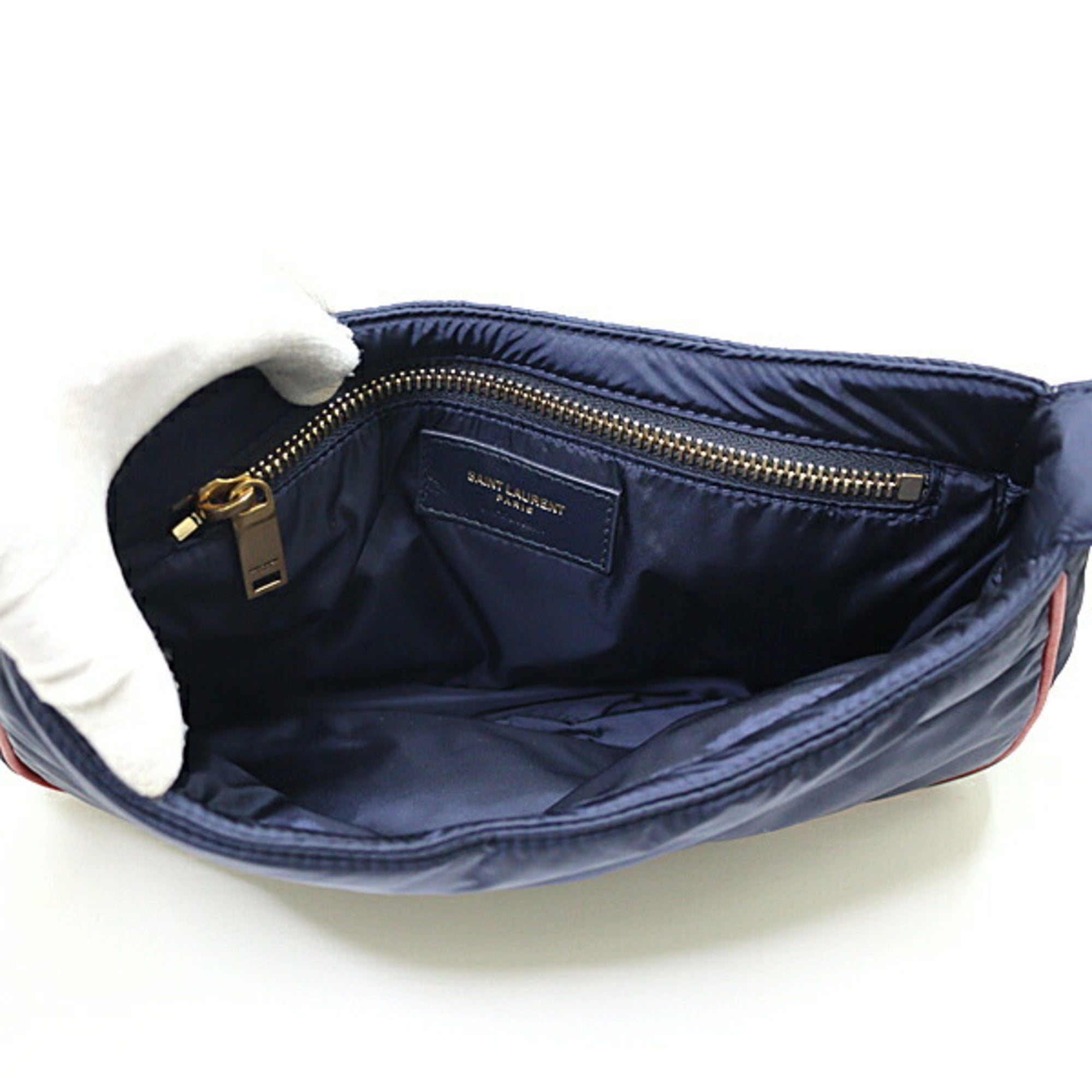 SLT Laurent Le Cin Cassette Shoulder Bag Eco Nylon Navy/Red 733294 YSL