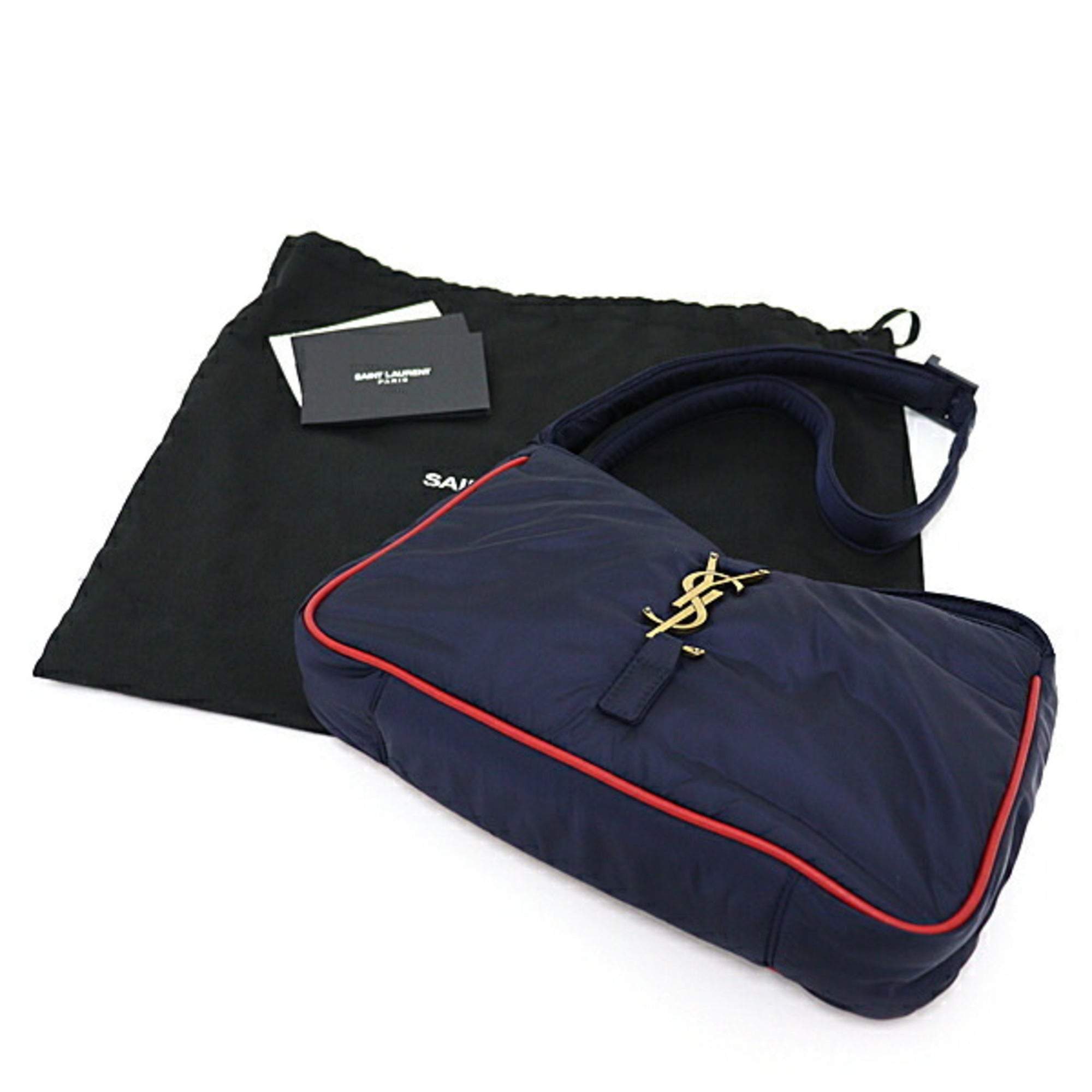 SLT Laurent Le Cin Cassette Shoulder Bag Eco Nylon Navy/Red 733294 YSL