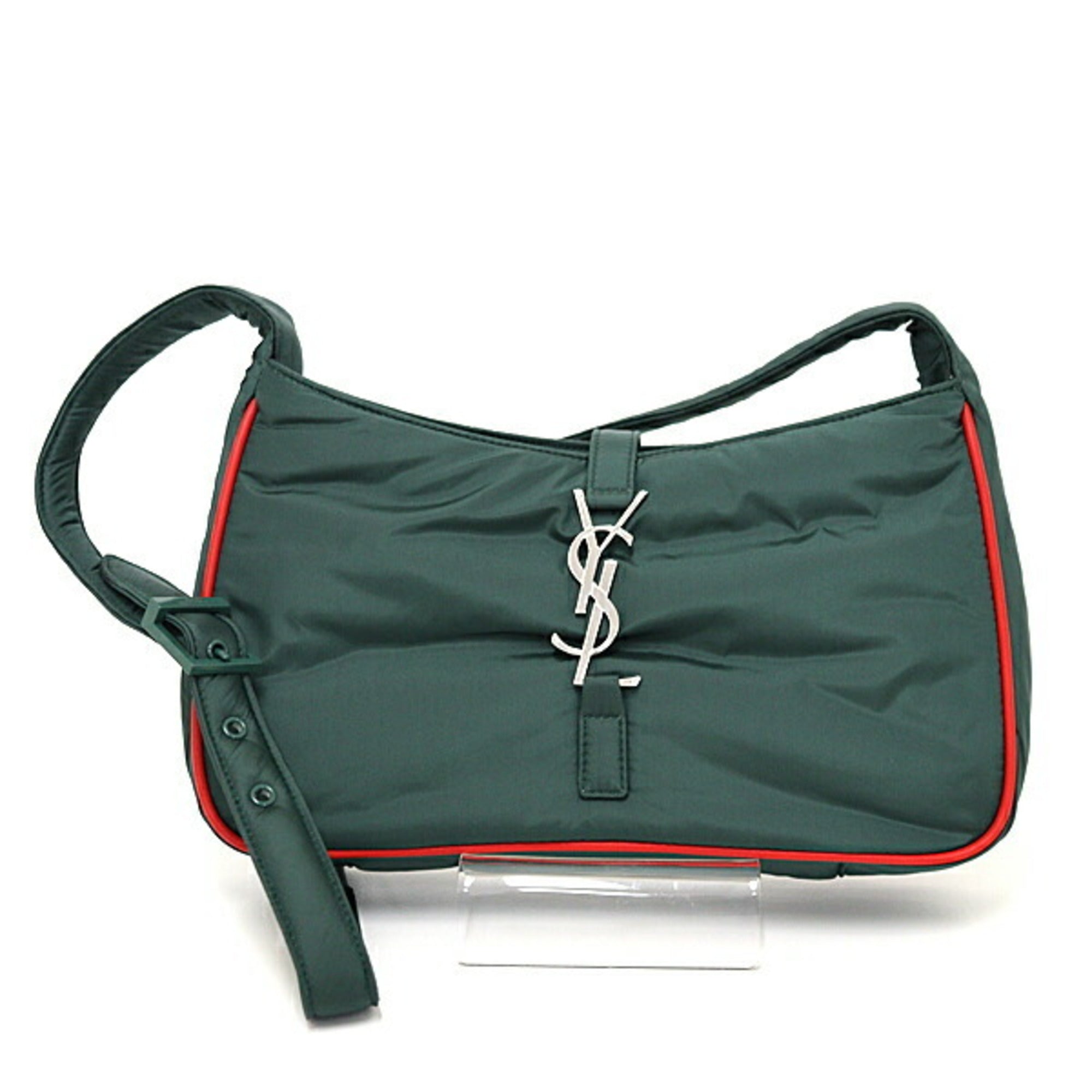 SLT Laurent YSL Le Cin Cassette Shoulder Bag Eco Nylon Khaki Green/Red 733294