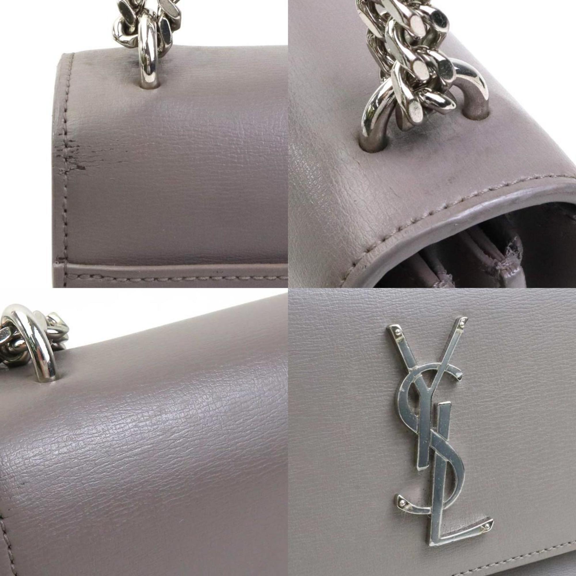 SLT Laurent shoulder bag leather metal grey silver women's e60593a