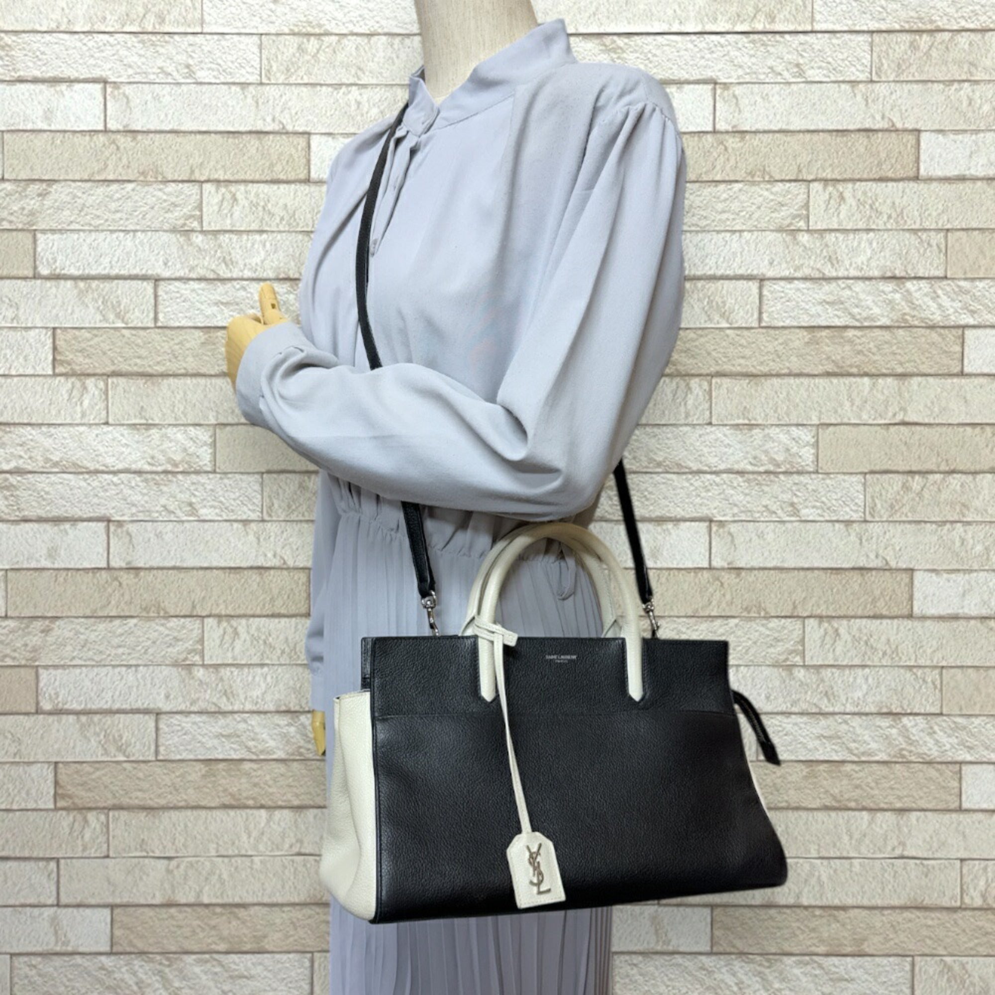 SLT Laurent Cabas Rive Gauche Shoulder Bag Leather 436620 Black Women's SAINT LAURENT