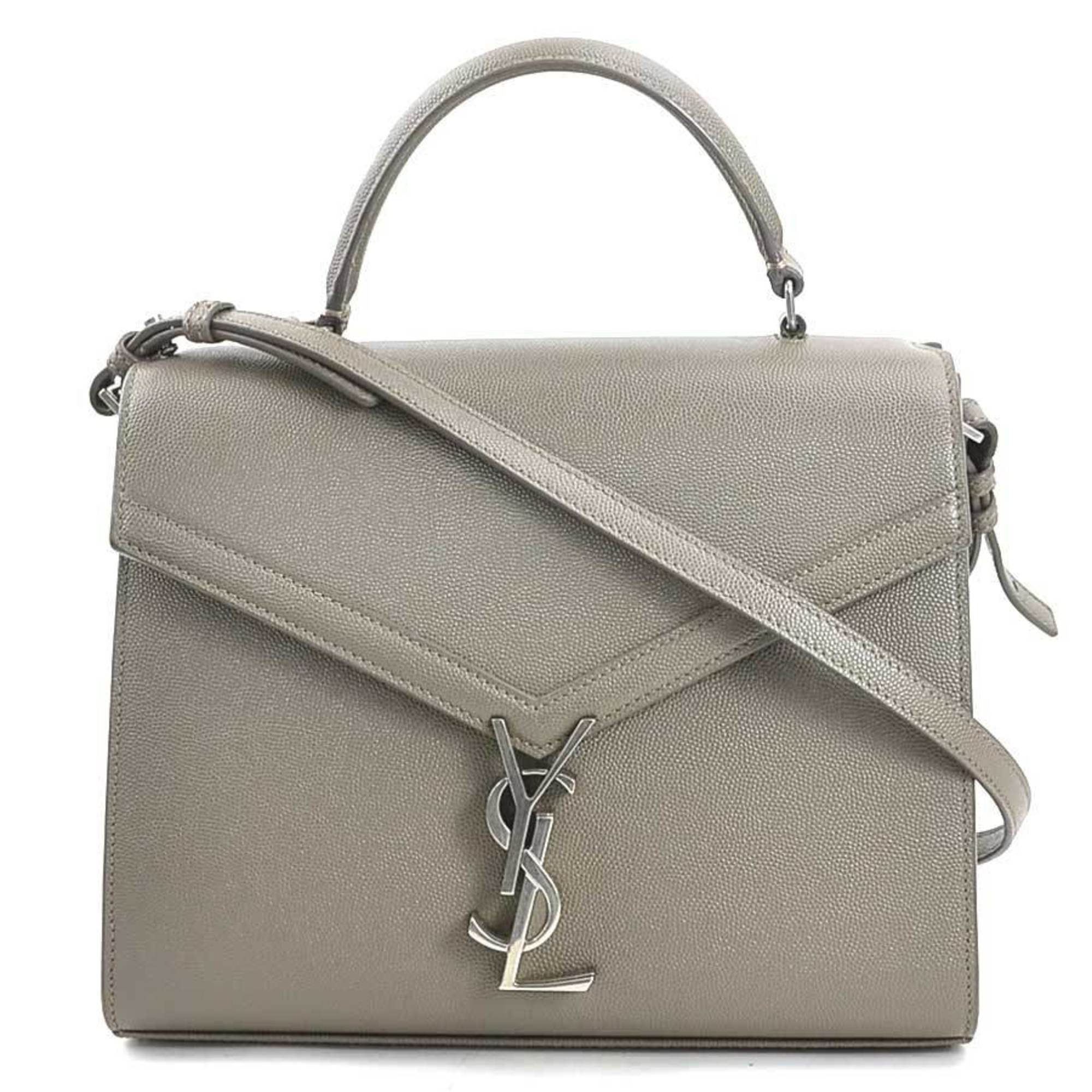 SLT Laurent SAINT LAURENT handbag shoulder bag leather grey silver women's e59596a