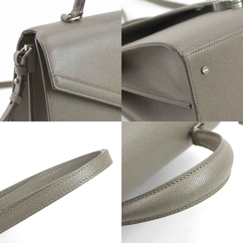 SLT Laurent SAINT LAURENT handbag shoulder bag leather grey silver women's e59596a