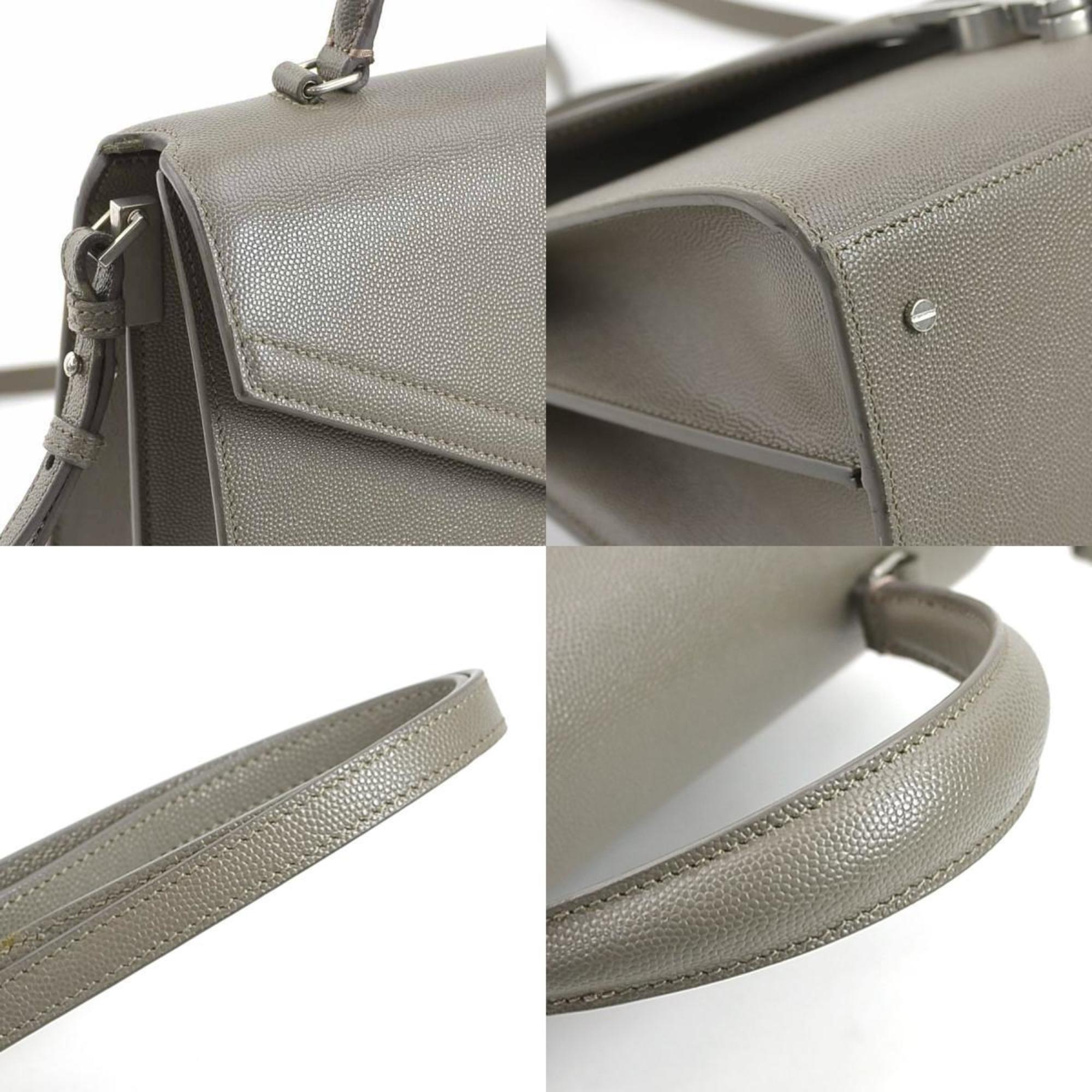 SLT Laurent SAINT LAURENT handbag shoulder bag leather grey silver women's e59596a