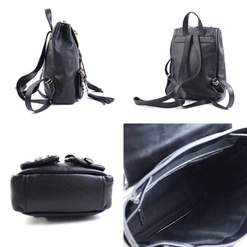 SLT Laurent Embellished Backpack Leather Metal Black Multicolor Silver Women's e59898a