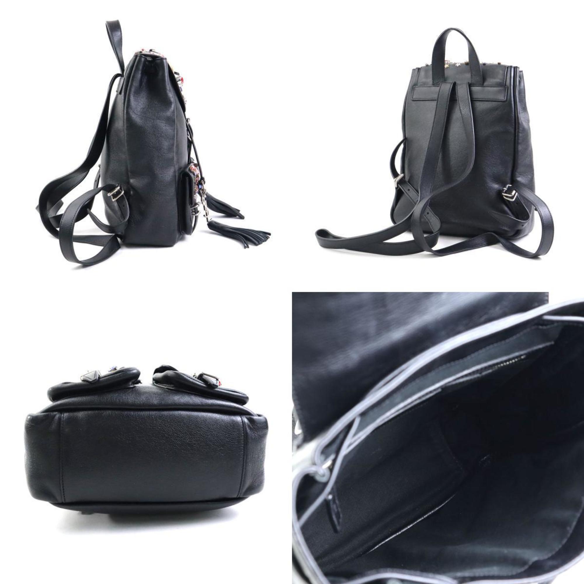 SLT Laurent Embellished Backpack Leather Metal Black Multicolor Silver Women's e59898a