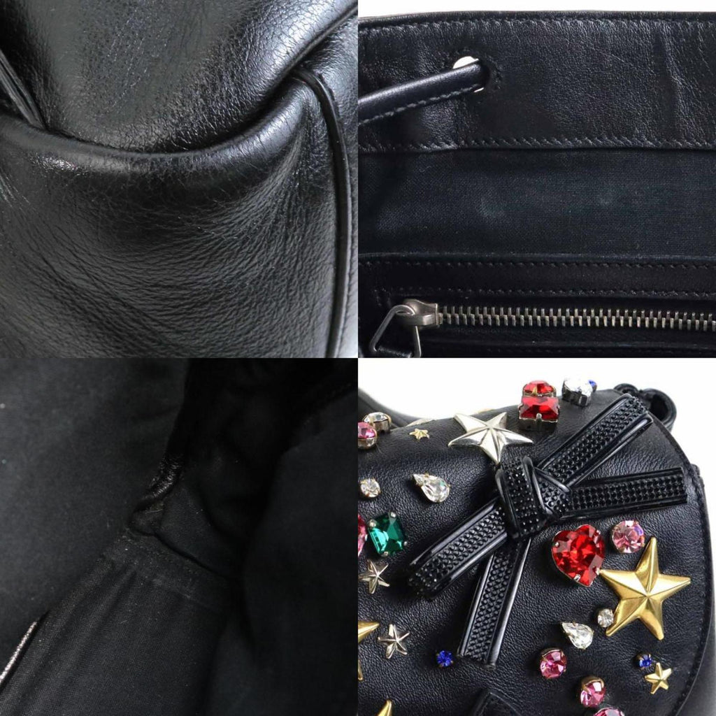 SLT Laurent Embellished Backpack Leather Metal Black Multicolor Silver Women's e59898a