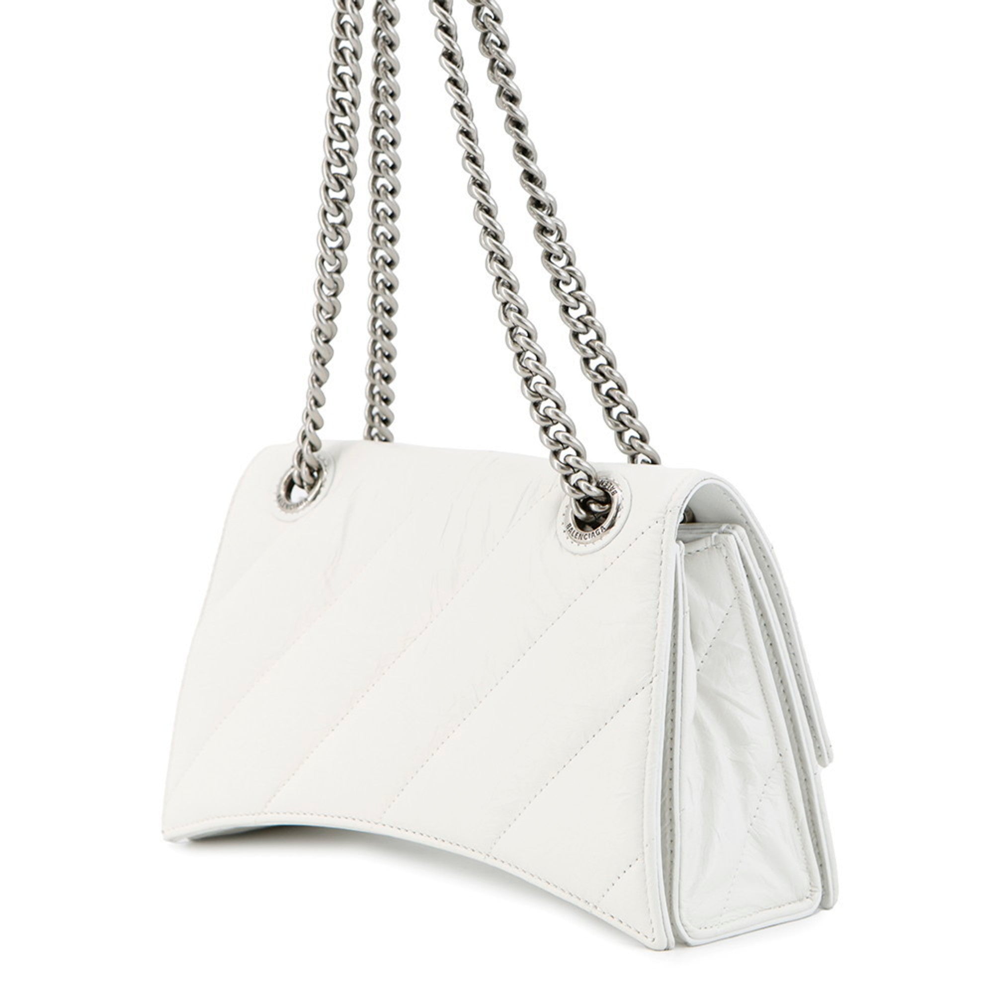 BLCG Crush Small Chain Shoulder Bag in White Leather (716351)