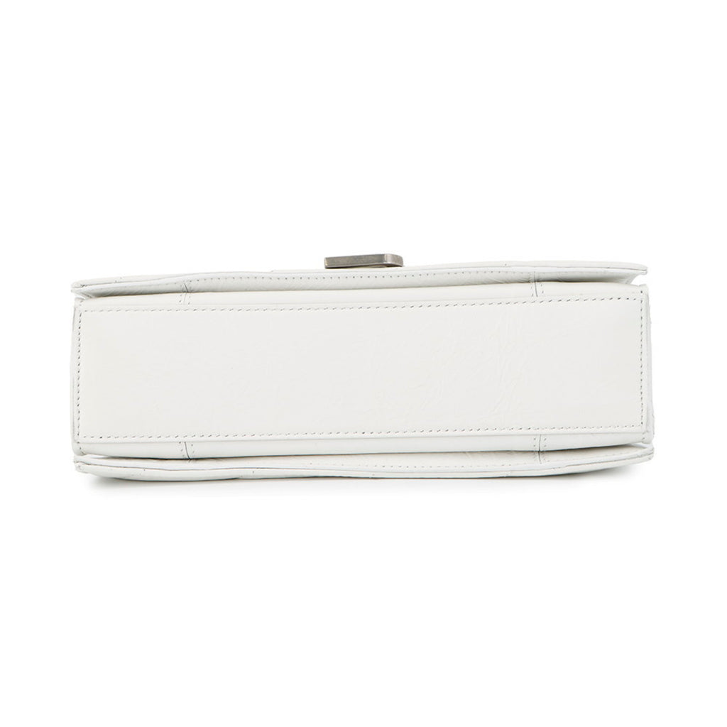 BLCG Crush Small Chain Shoulder Bag in White Leather (716351)