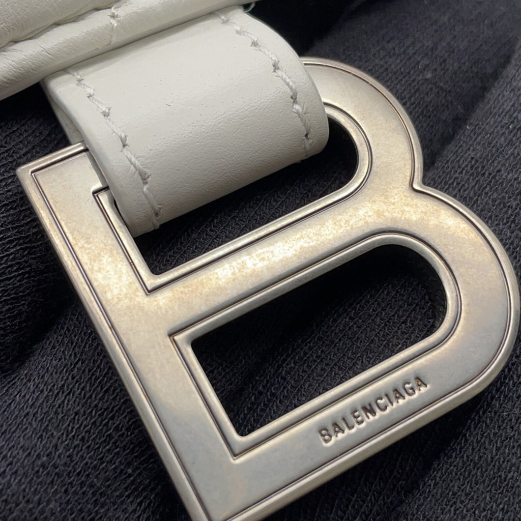 BLCG Crush Small Chain Shoulder Bag in White Leather (716351)