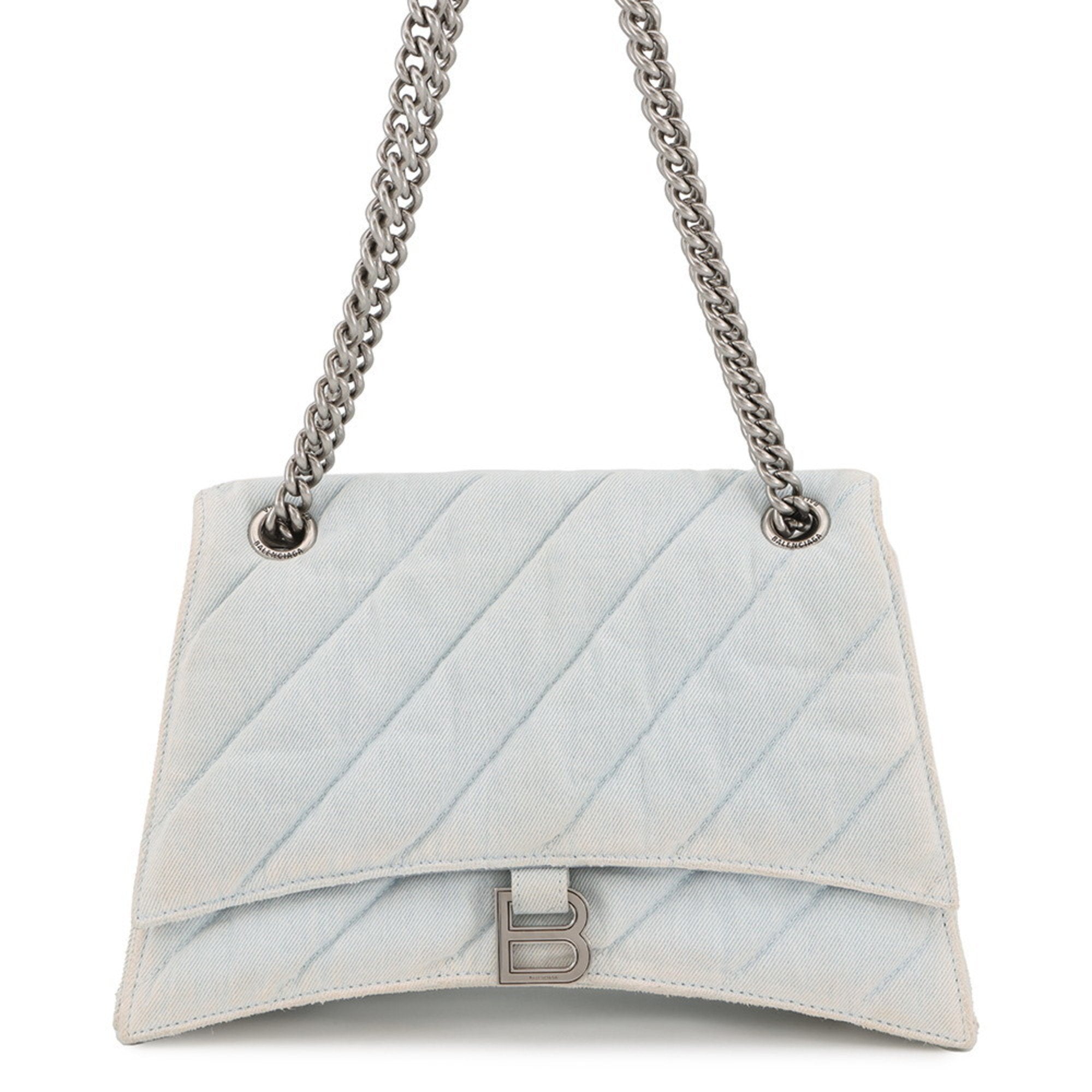 BLCG Chain Shoulder Bag in Crushed Medium Denim 716393 BALENCIAGA 2-way