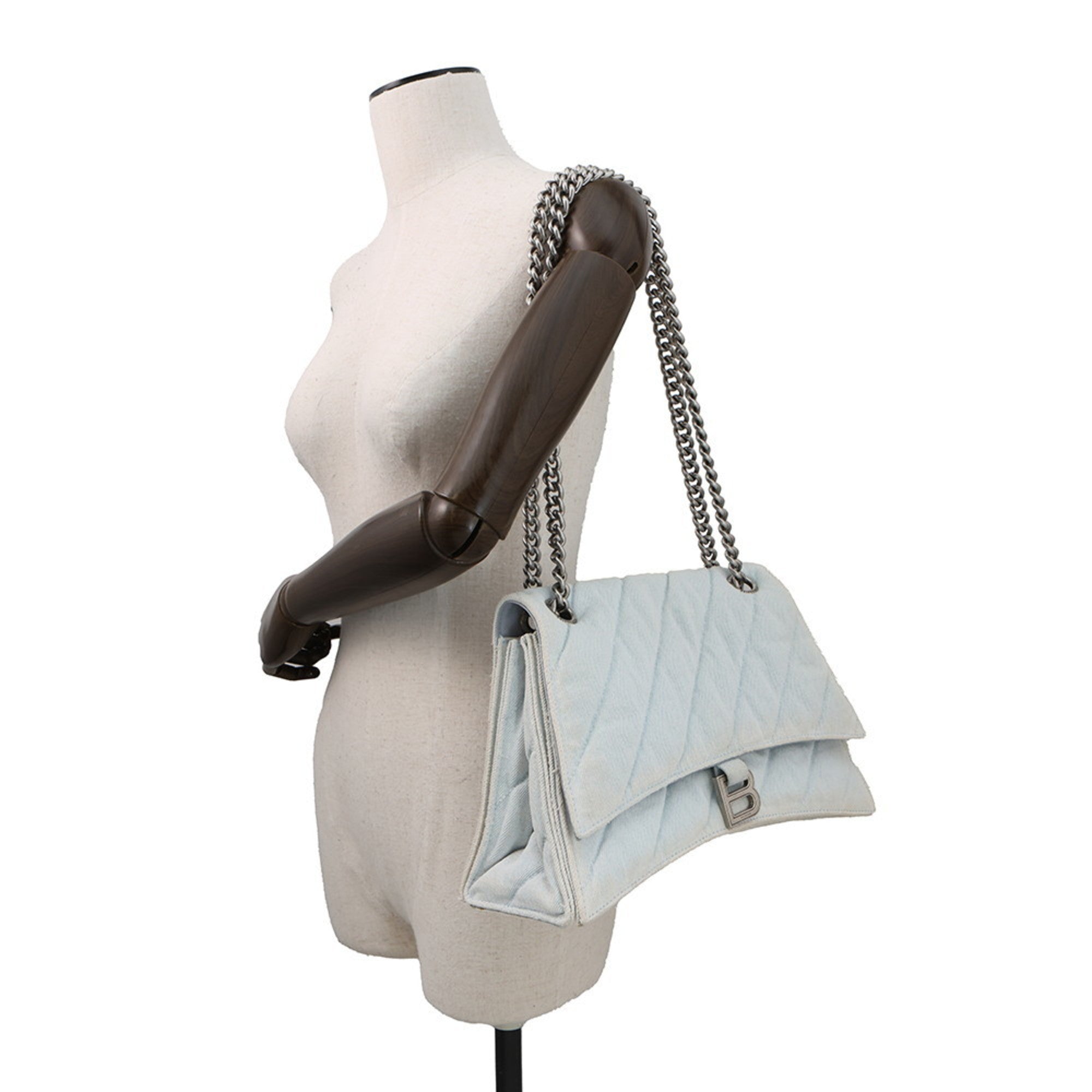 BLCG Chain Shoulder Bag in Crushed Medium Denim 716393 BALENCIAGA 2-way