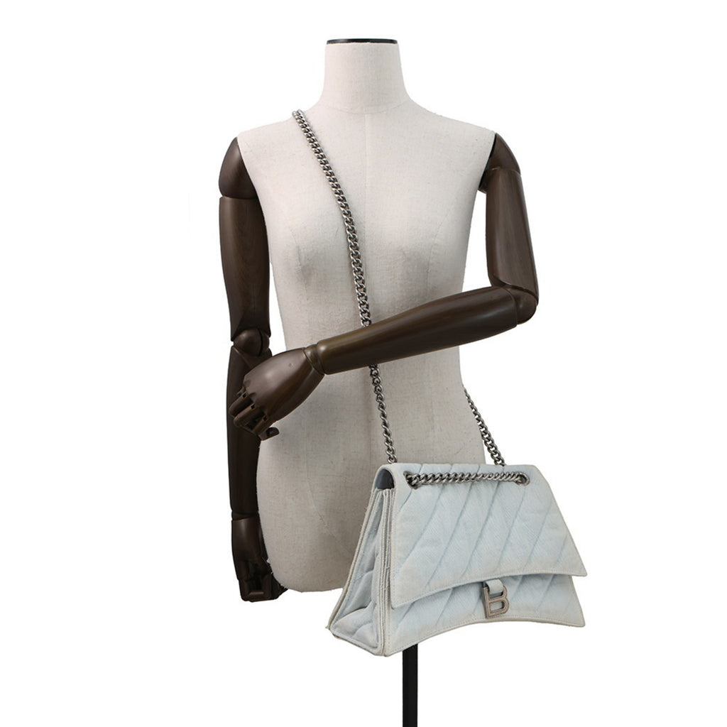 BLCG Chain Shoulder Bag in Crushed Medium Denim 716393 BALENCIAGA 2-way