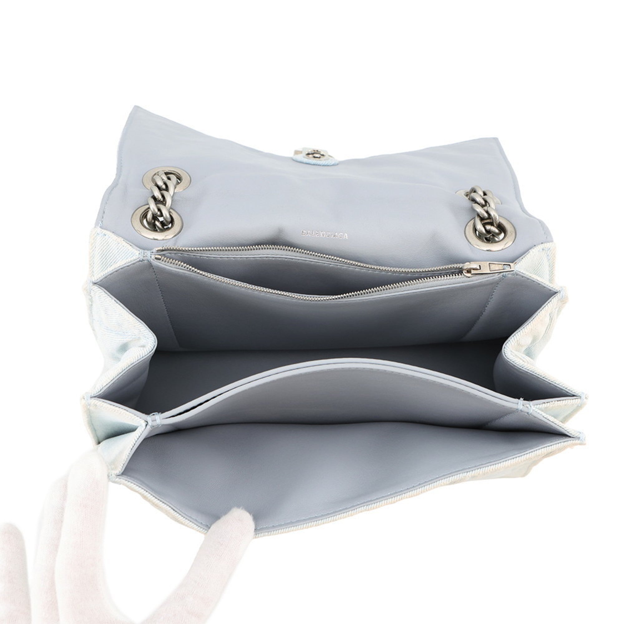 BLCG Chain Shoulder Bag in Crushed Medium Denim 716393 BALENCIAGA 2-way