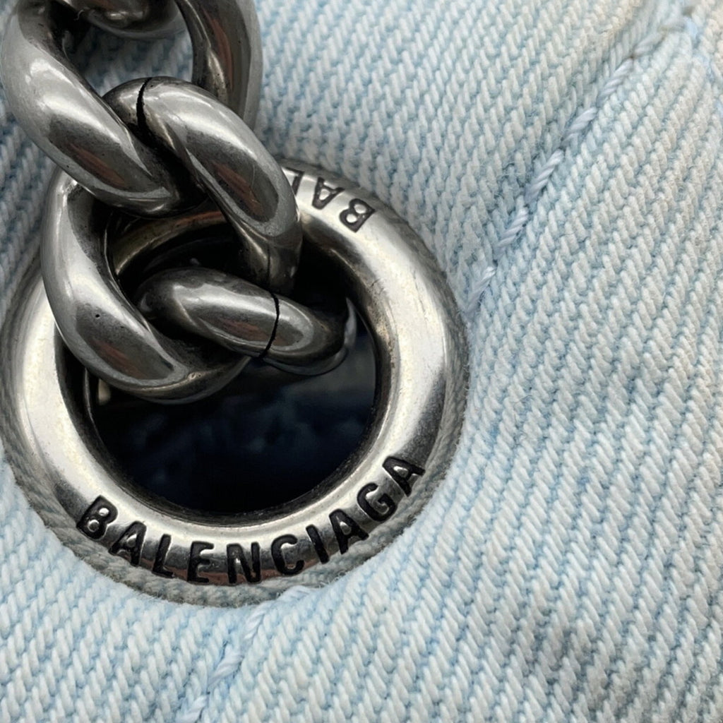 BLCG Chain Shoulder Bag in Crushed Medium Denim 716393 BALENCIAGA 2-way