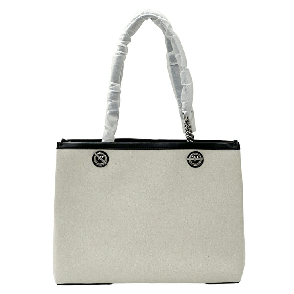 BLCG BALENCIAGA Women's Tote Bag Canvas Leather Duty-Free Medium Ivory Black White 759973