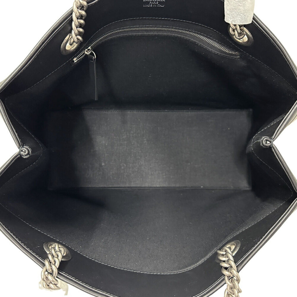 BLCG BALENCIAGA Women's Tote Bag Canvas Leather Duty-Free Medium Ivory Black White 759973