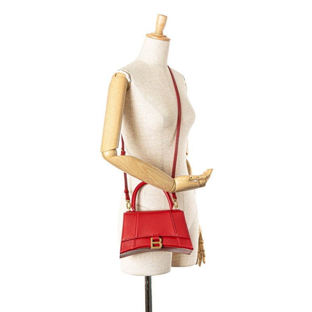 BLCG Hourglass Handbag/Shoulder Bag 2WAY 593546 Red Leather Women's BALENCIAGA