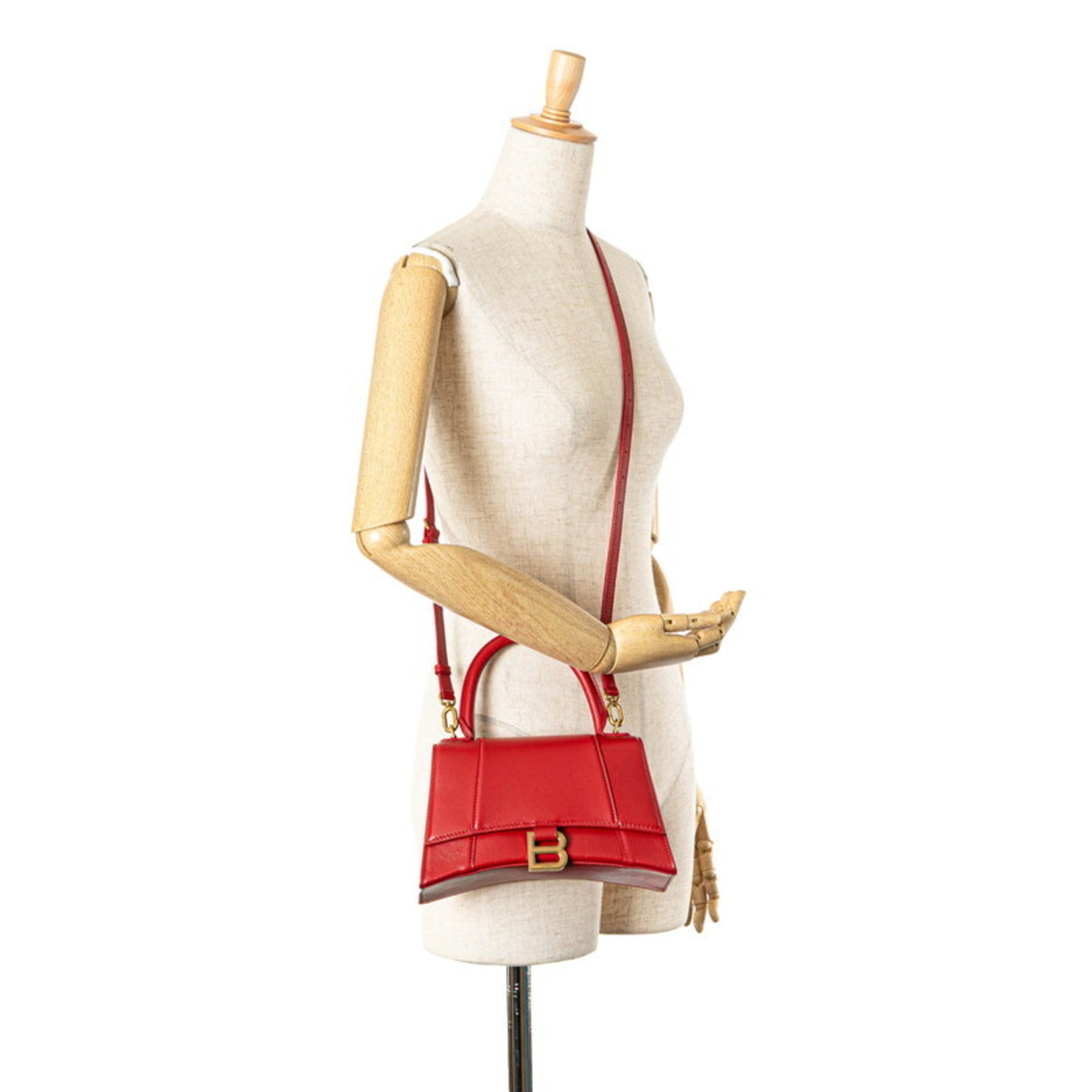 BLCG Hourglass Handbag/Shoulder Bag 2WAY 593546 Red Leather Women's BALENCIAGA