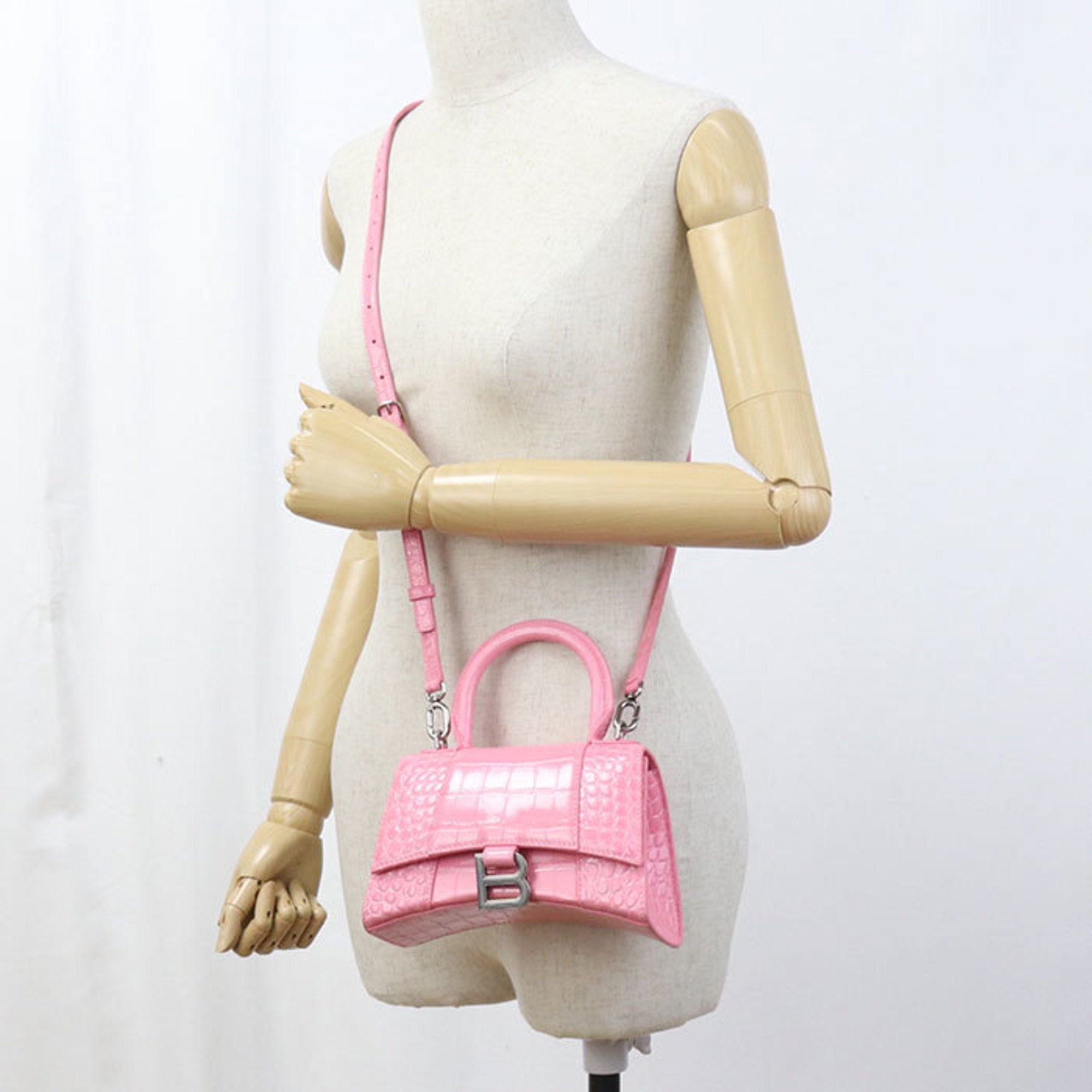 BLCG Handbag 592833 Top Handle Bag XS 2WAY Hourglass Women's Pink