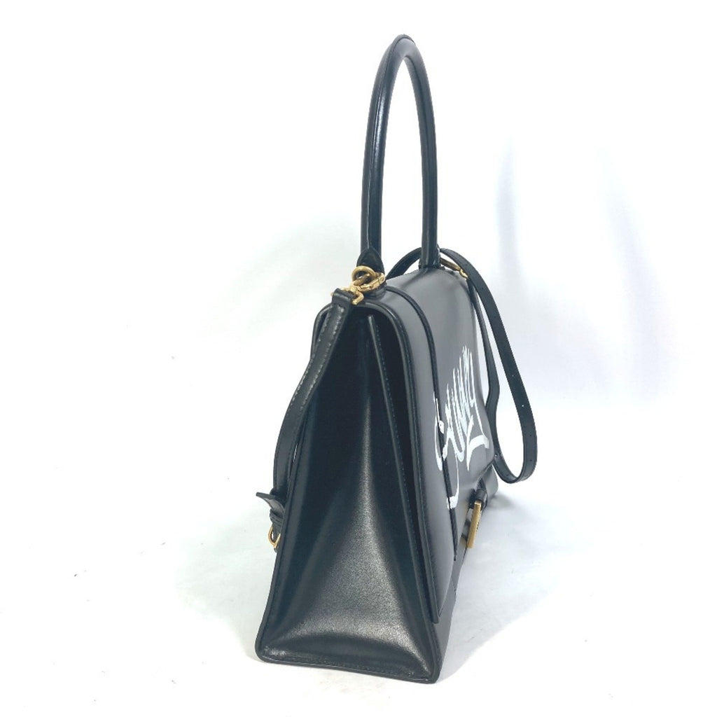 BLCG 592823 Hourglass SUNNY Logo 2-Way Shoulder/Handbag Leather Women's Black