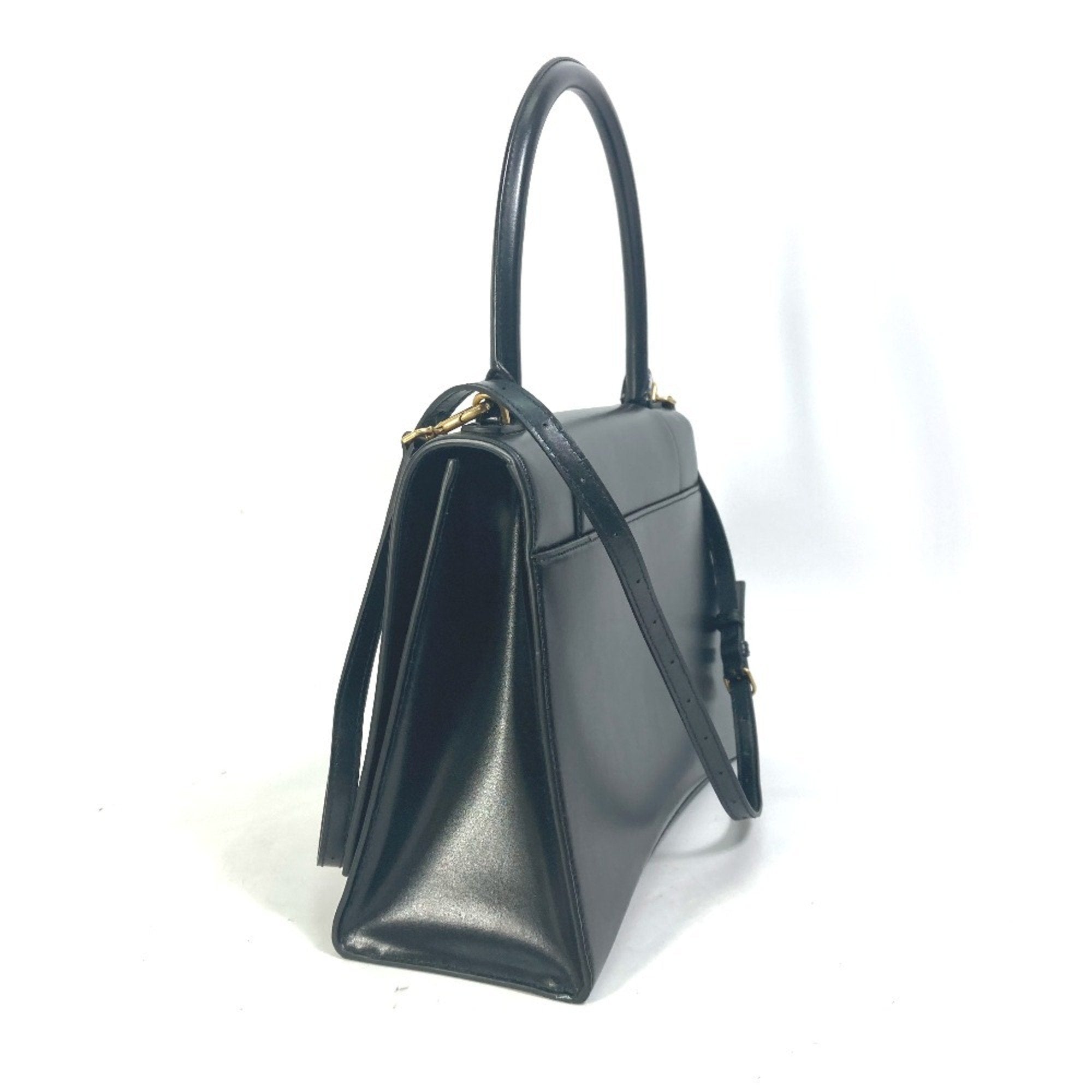 BLCG 592823 Hourglass SUNNY Logo 2-Way Shoulder/Handbag Leather Women's Black