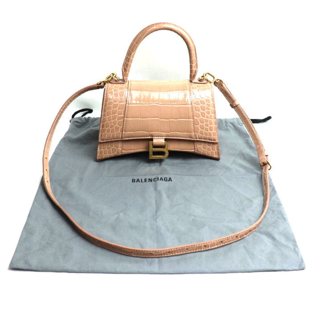 BLCG Hourglass Small Embossed 2-Way Shoulder Bag Pink Beige 593546 Women's