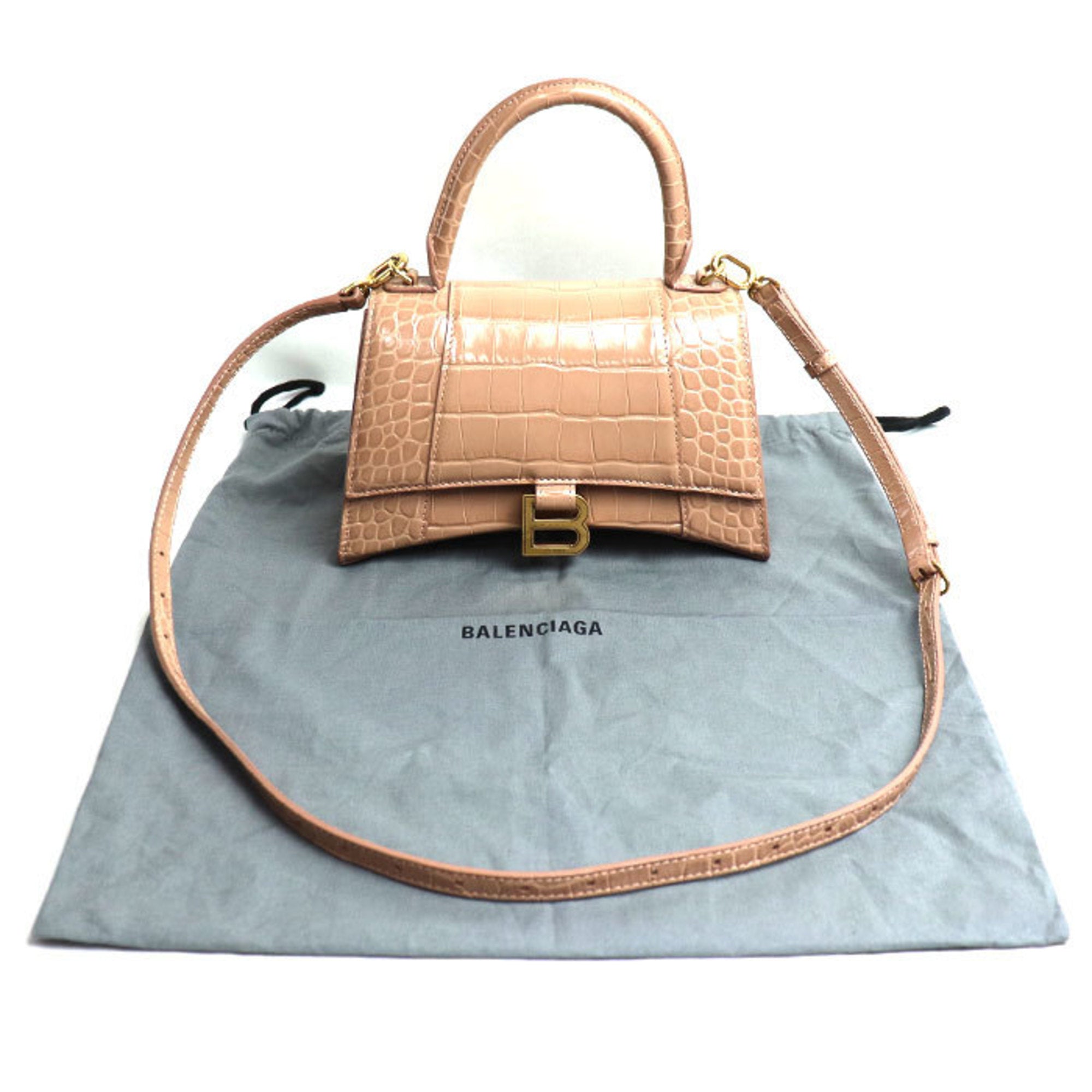 BLCG Hourglass Small Embossed 2-Way Shoulder Bag Pink Beige 593546 Women's
