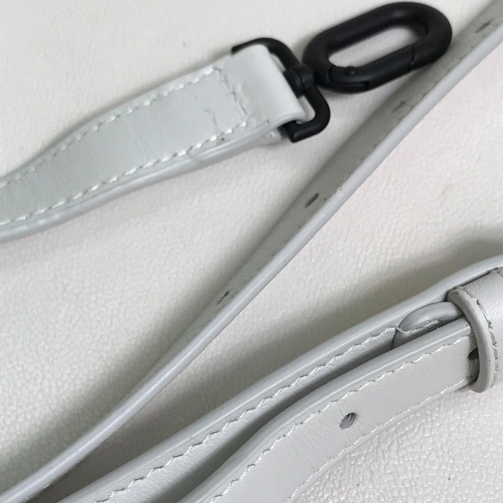 BLCG 661854 Mega Zip 2-Way Bag, Shoulder Bag/Handbag, Leather, Women's, White/Black