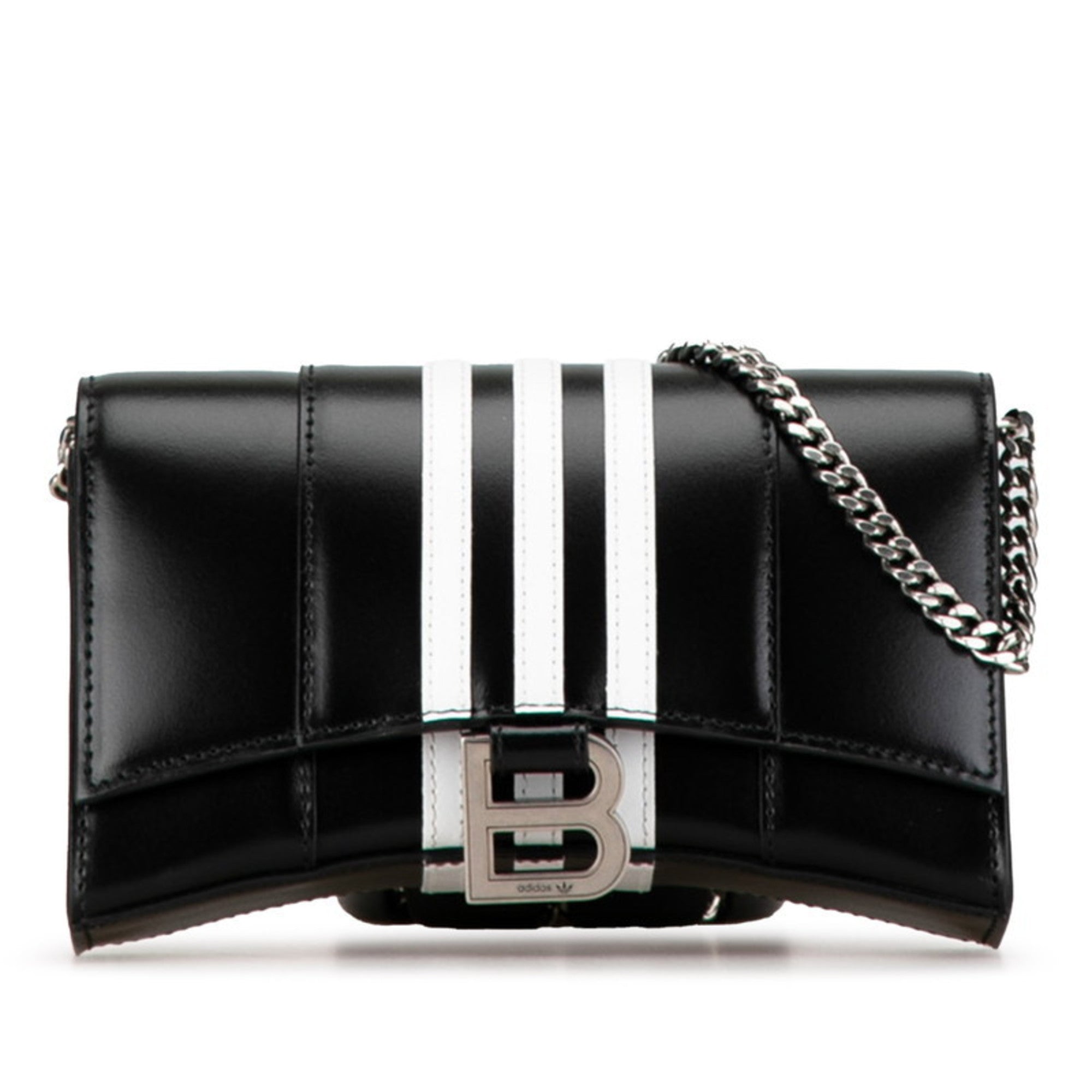 BLCG x adidas Hourglass Crossbody Chain Wallet Shoulder Bag 656050 Black White Leather Women's BALENCIAGA