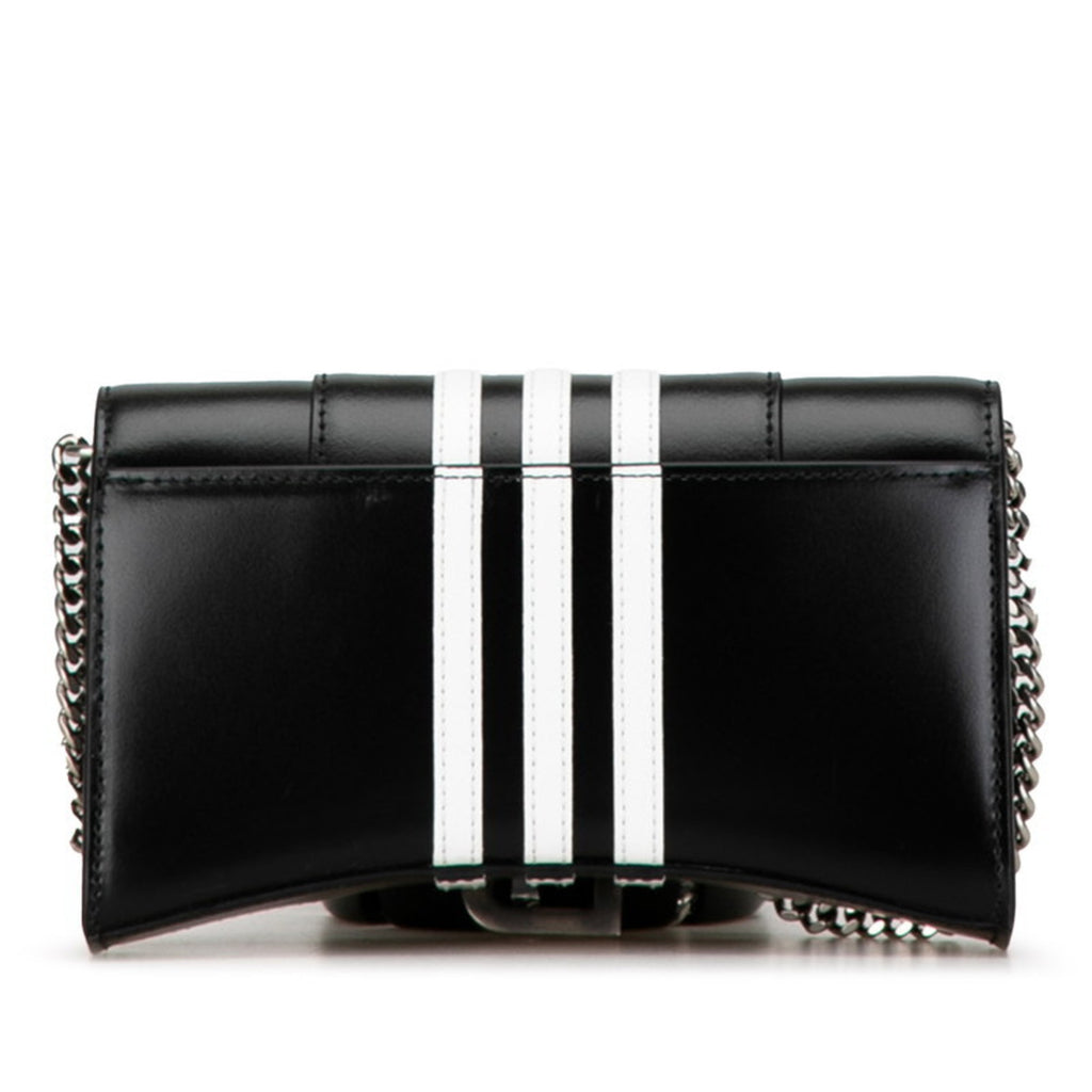 BLCG x adidas Hourglass Crossbody Chain Wallet Shoulder Bag 656050 Black White Leather Women's BALENCIAGA