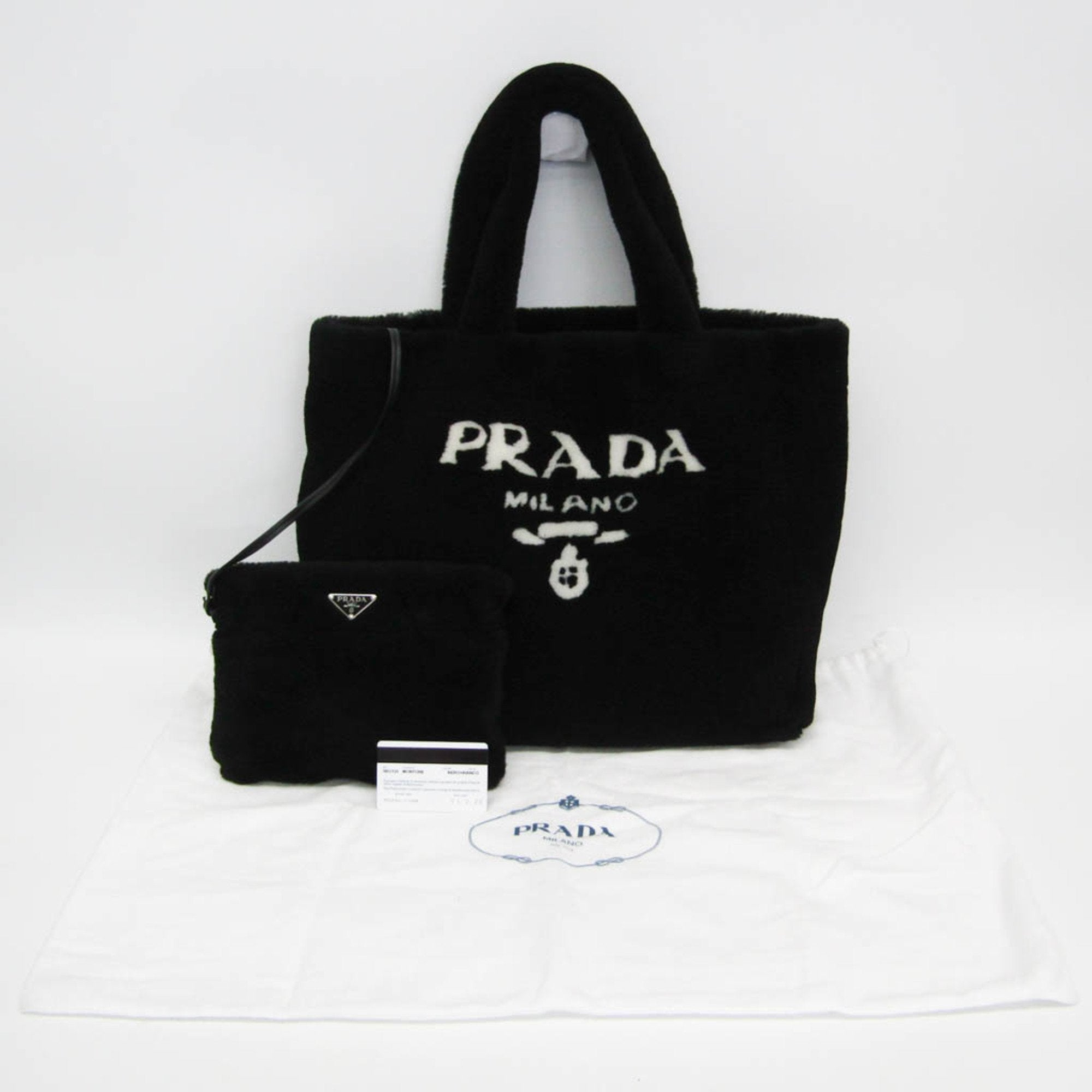 PDA MONTONE 1BF130 Women,Men Fur Tote Bag Black