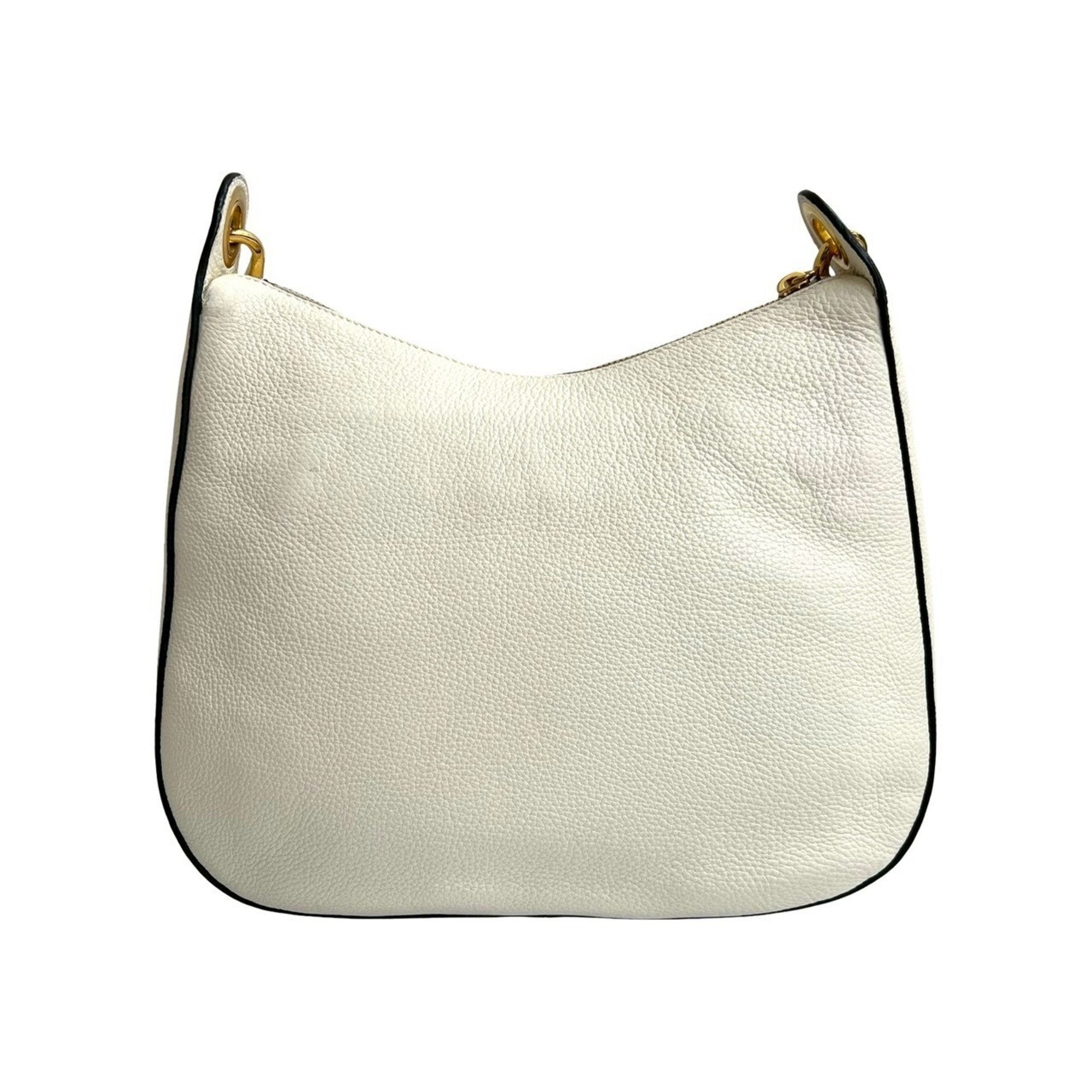 PDA Vitello Dino Leather Shoulder Bag, Sacoche, Pochette, Crossbody White, 77750, with Prada Logo and Hardware