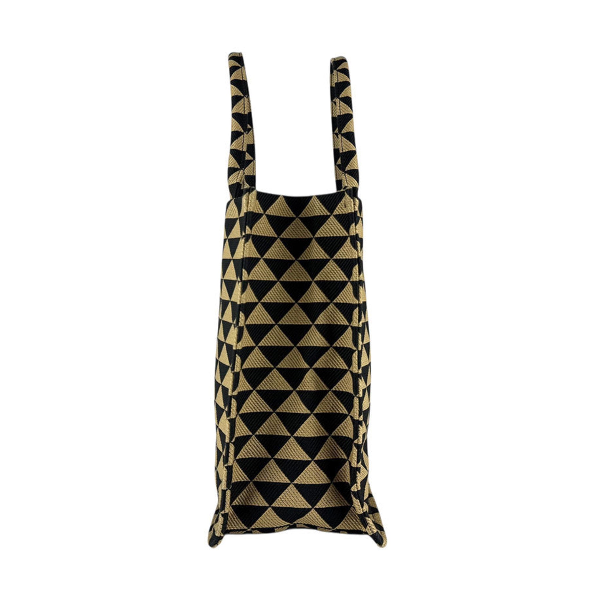 PDA PRADA Handbag Tote Bag Canvas Black Beige Women's z7706