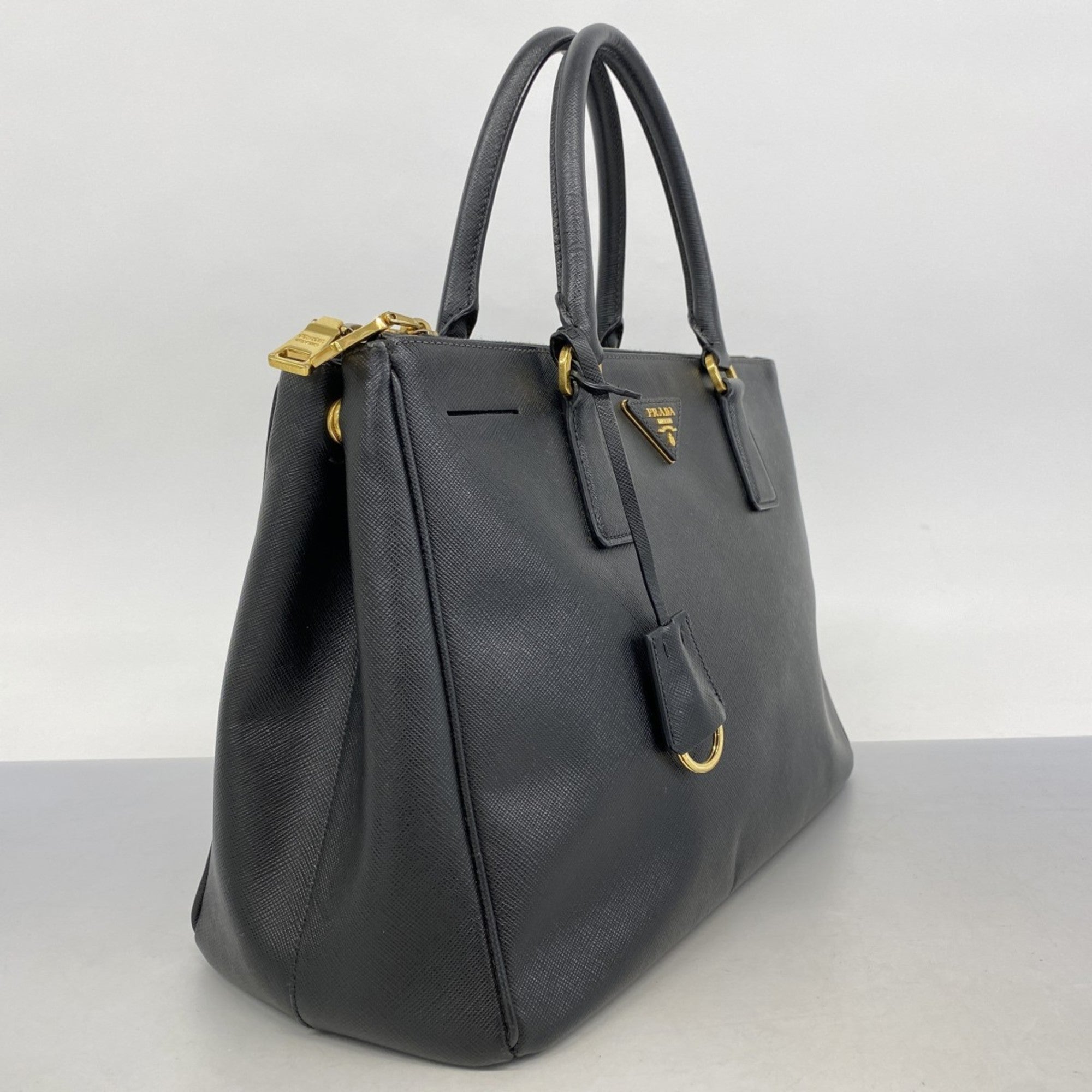 PDA Saffiano Leather Handbag, Black, 2-Way Bag, Women's, P1765956