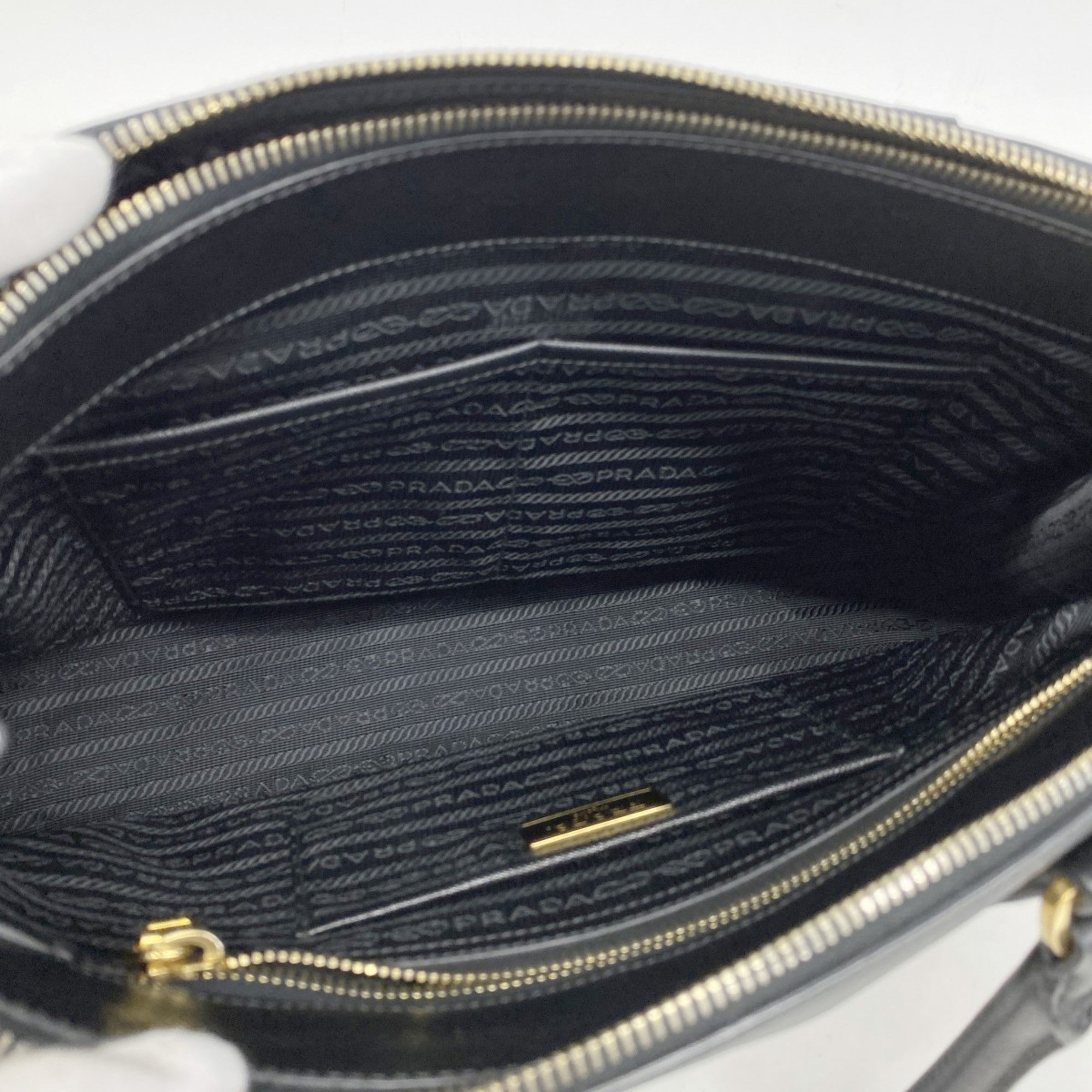 PDA Saffiano Leather Handbag, Black, 2-Way Bag, Women's, P1765956