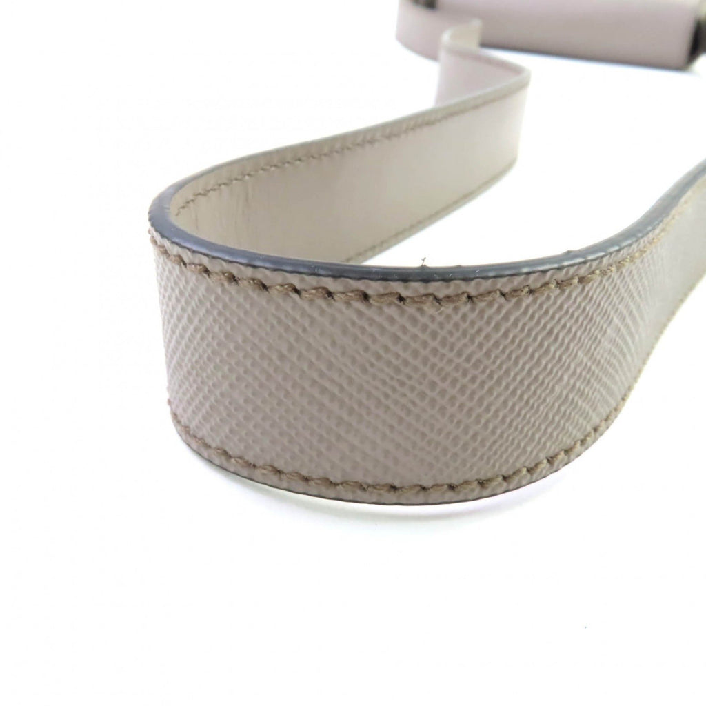 PDA 2VD065 Saffiano Leather Argilla Shoulder Bag with Triangle Logo Plate, Dust Bag, Made in Italy, Women's