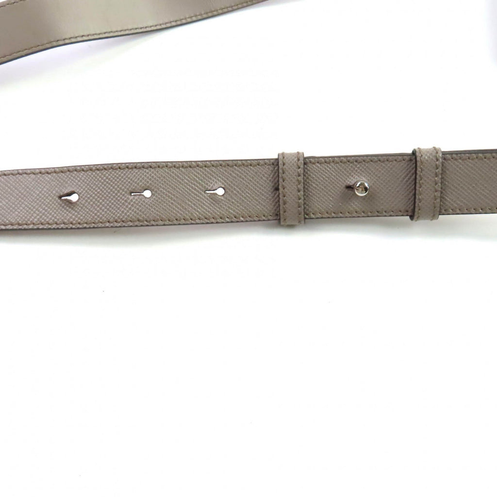 PDA 2VD065 Saffiano Leather Argilla Shoulder Bag with Triangle Logo Plate, Dust Bag, Made in Italy, Women's