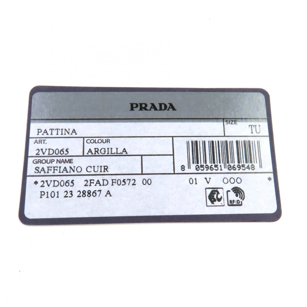 PDA 2VD065 Saffiano Leather Argilla Shoulder Bag with Triangle Logo Plate, Dust Bag, Made in Italy, Women's