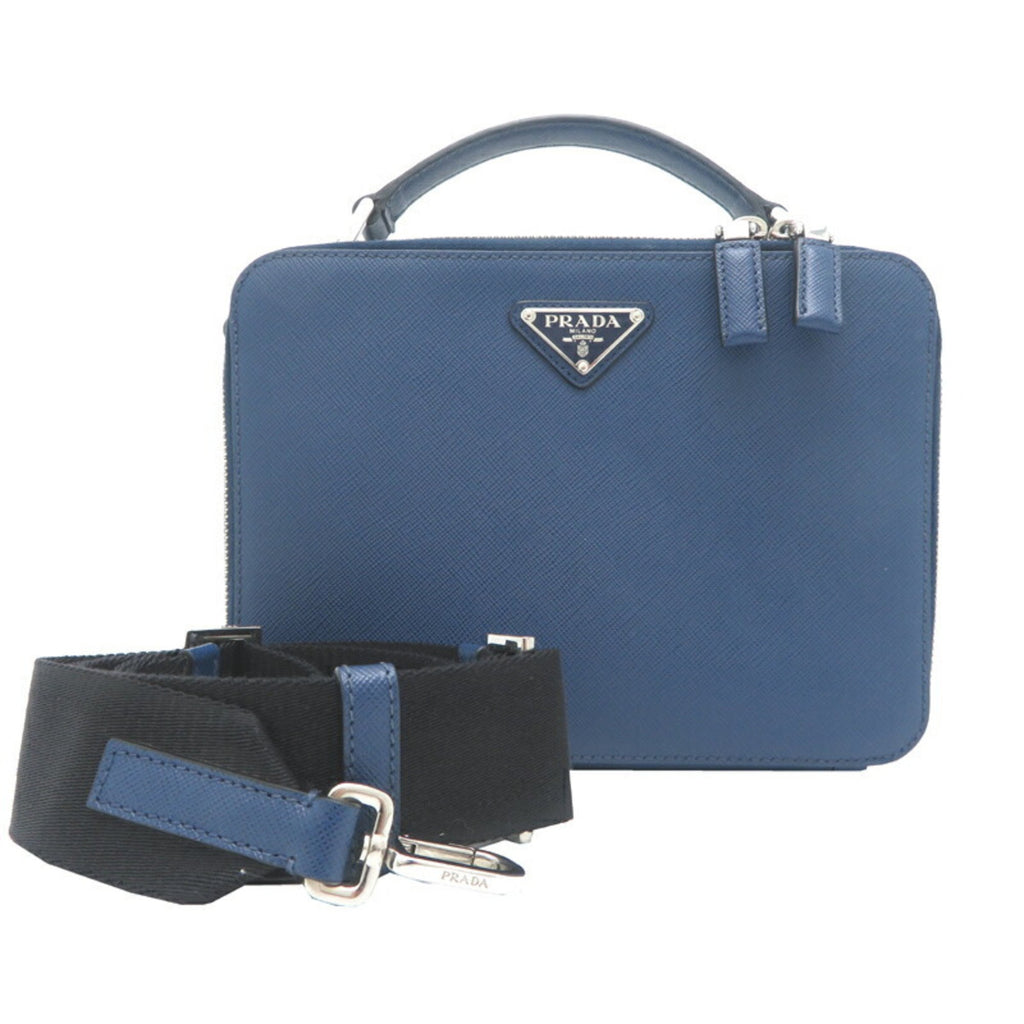 PDA Brick Saffiano Men's Shoulder Bag 2VH069 in Leather, Blue