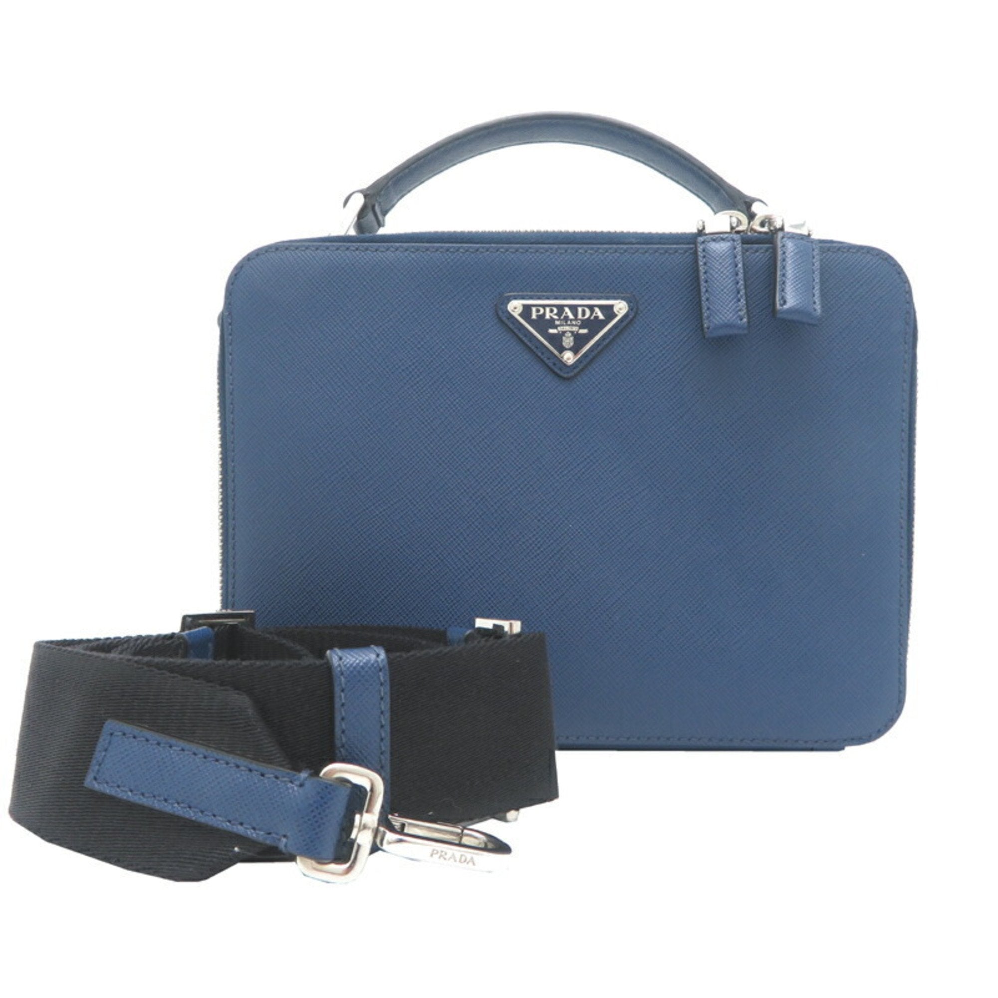 PDA Brick Saffiano Men's Shoulder Bag 2VH069 in Leather, Blue
