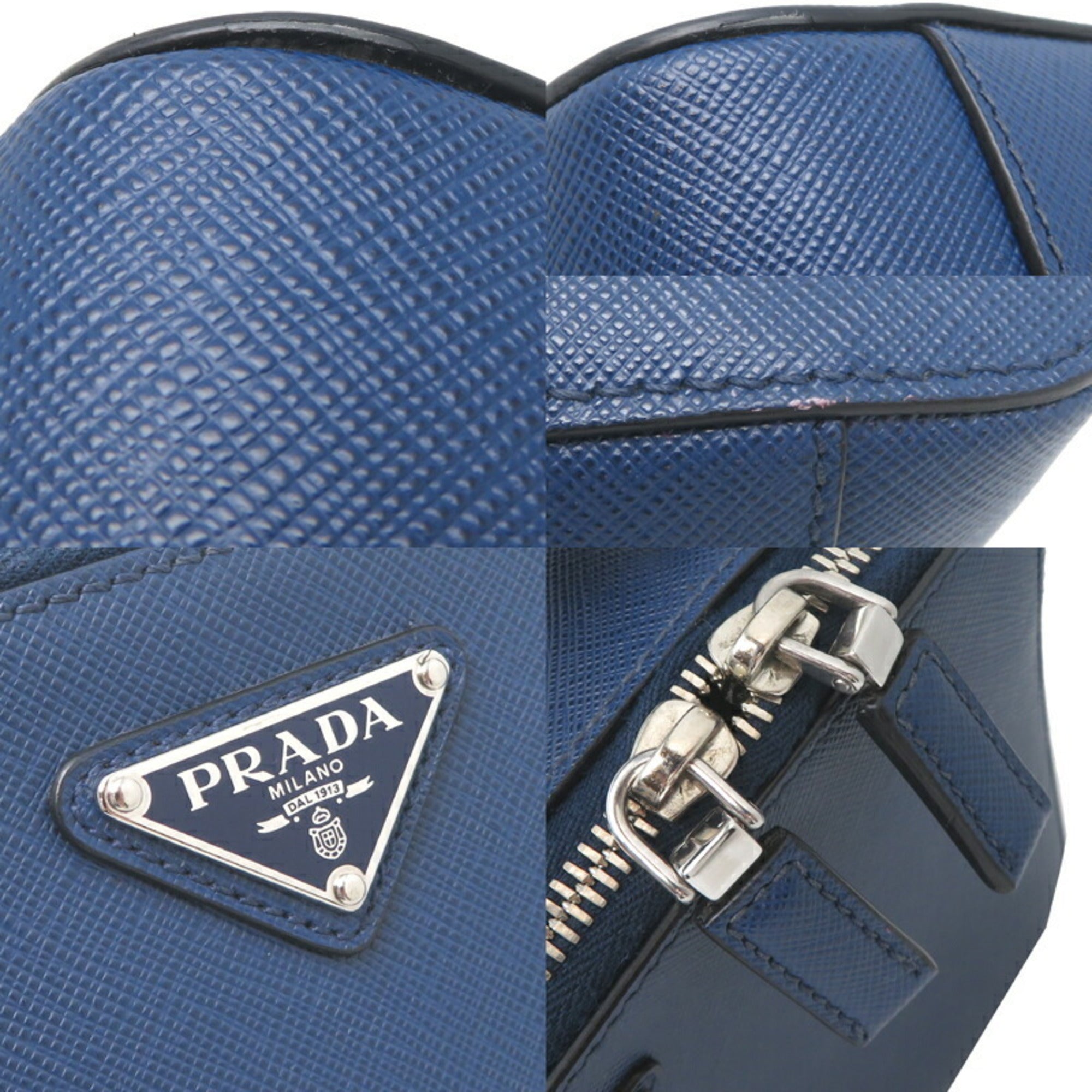 PDA Brick Saffiano Men's Shoulder Bag 2VH069 in Leather, Blue