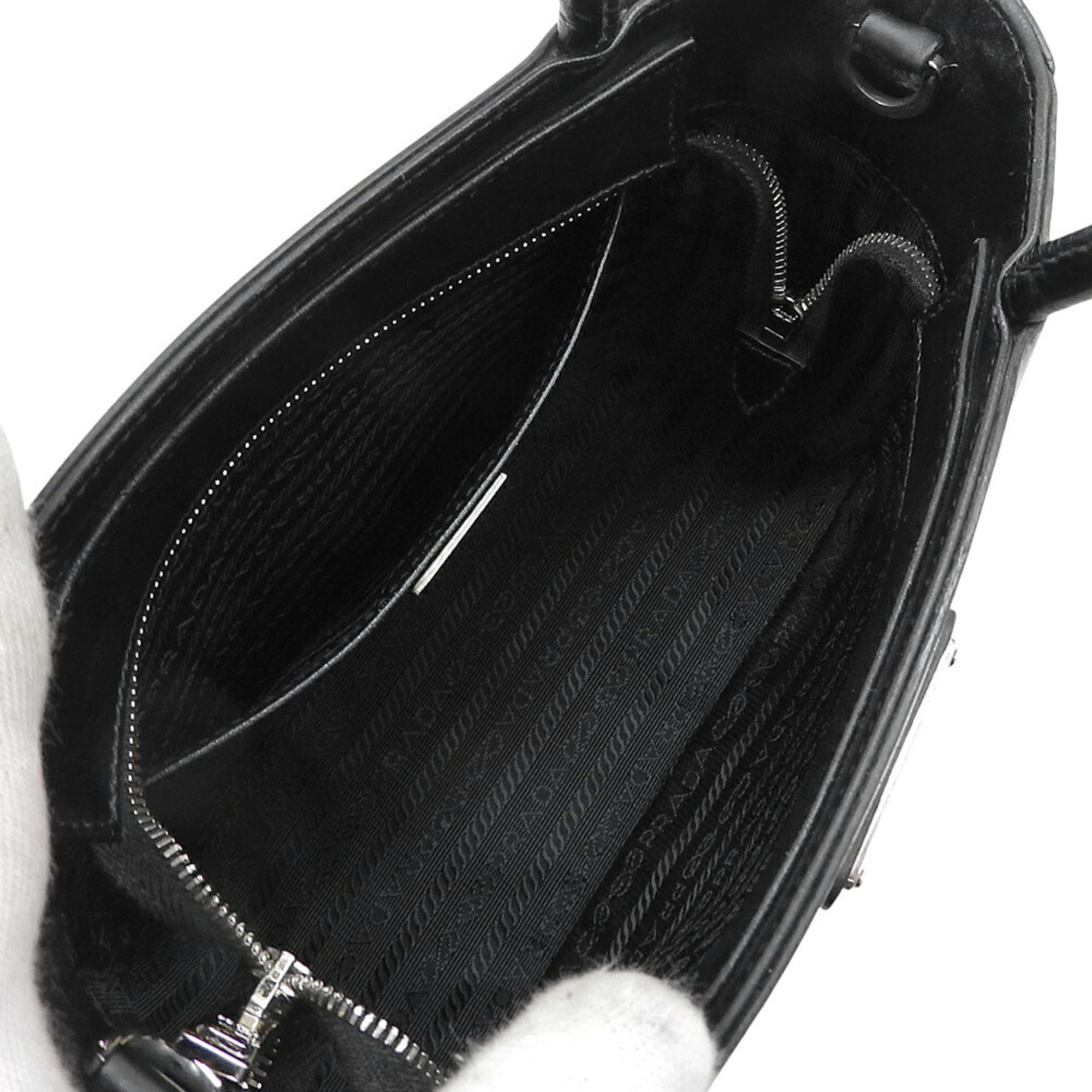 PDA SPAZZOLATO Triangle Bag in Black Leather (1BA320)