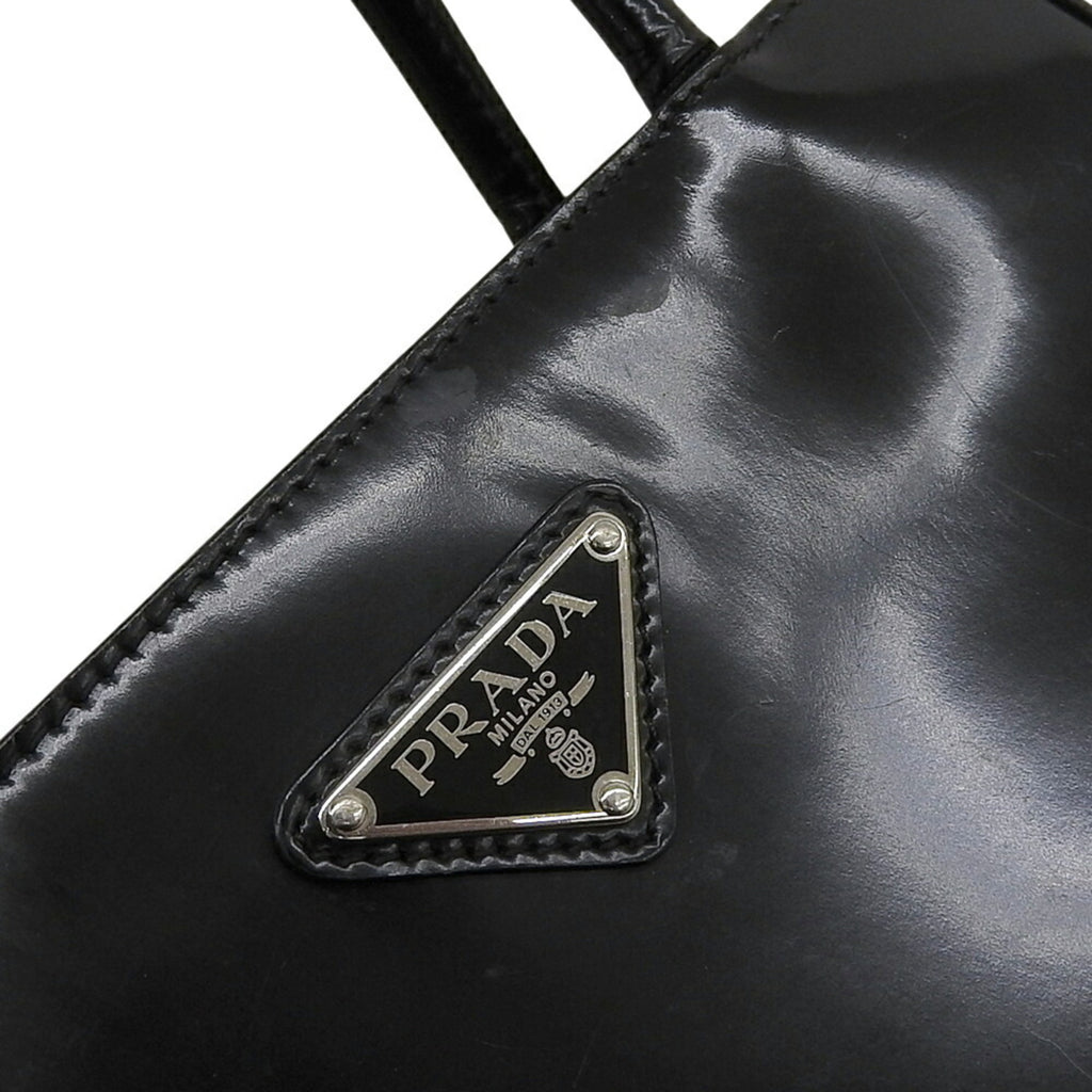 PDA SPAZZOLATO Triangle Bag in Black Leather (1BA320)
