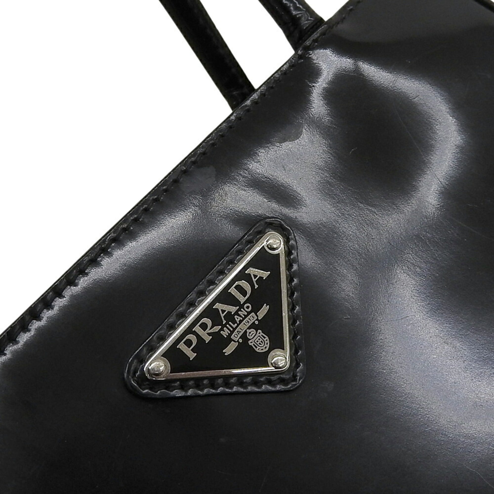 PDA SPAZZOLATO Triangle Bag in Black Leather (1BA320)