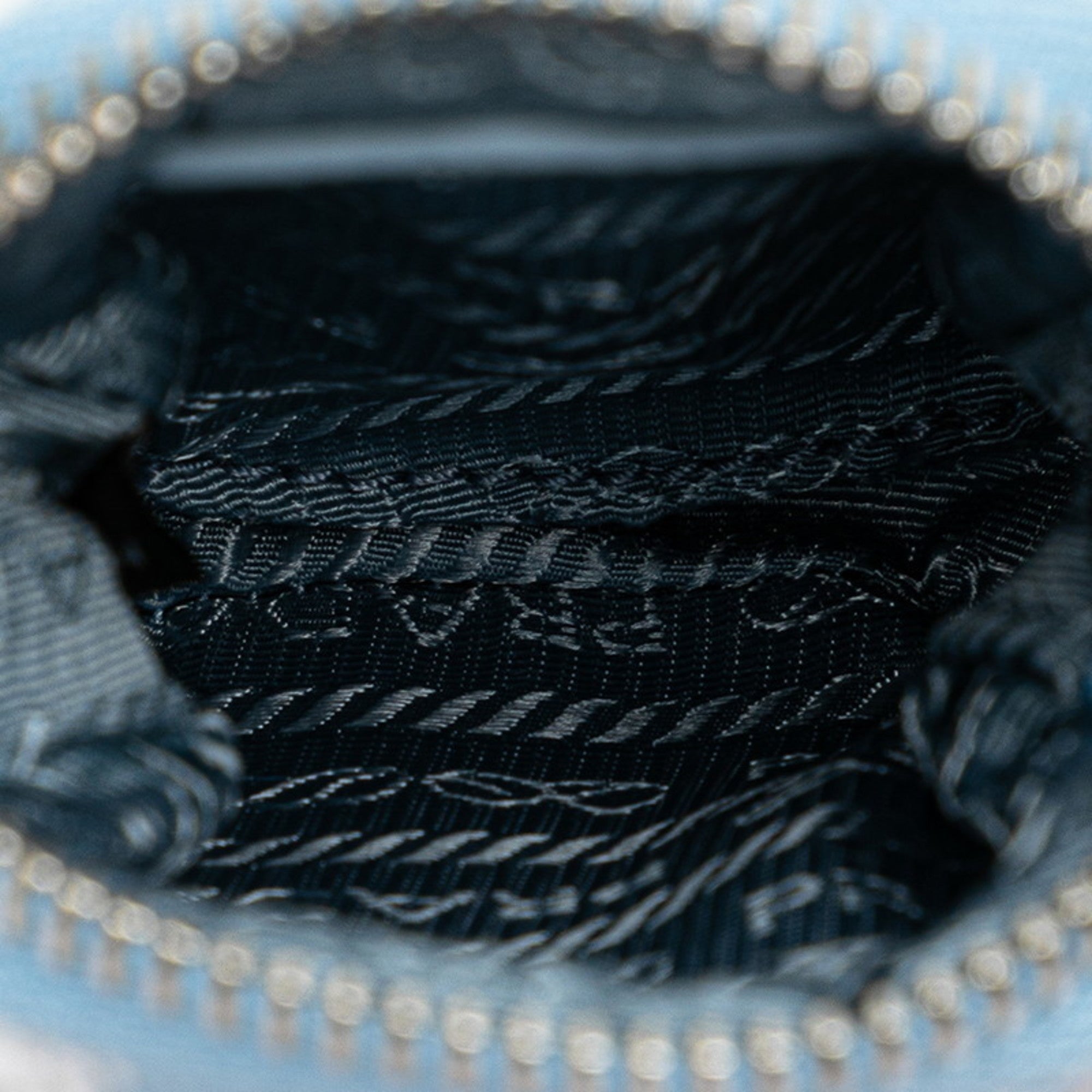 PDA Re-Edition 2000 Embroidered Mini Chain Handbag/Shoulder Bag, 2-Way, Light Blue Canvas, Women's