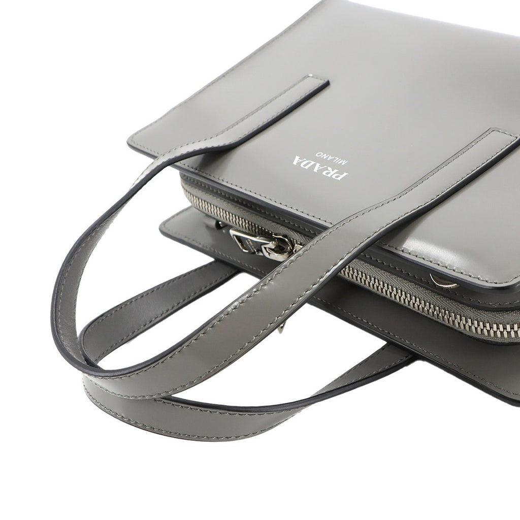 PDA Re-Edition 1995 2-Way Hand Shoulder Bag in Gray Leather with Silver Hardware (1BA357)