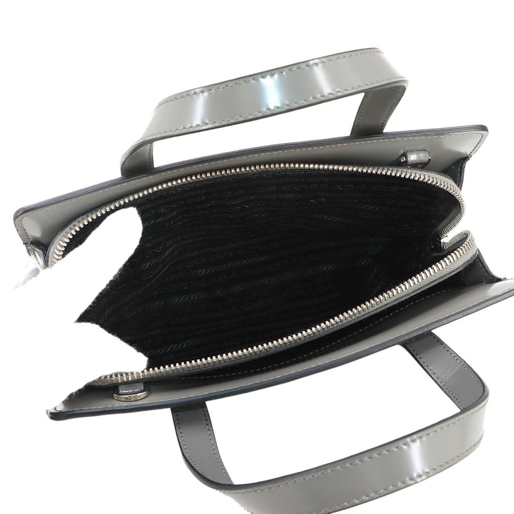 PDA Re-Edition 1995 2-Way Hand Shoulder Bag in Gray Leather with Silver Hardware (1BA357)