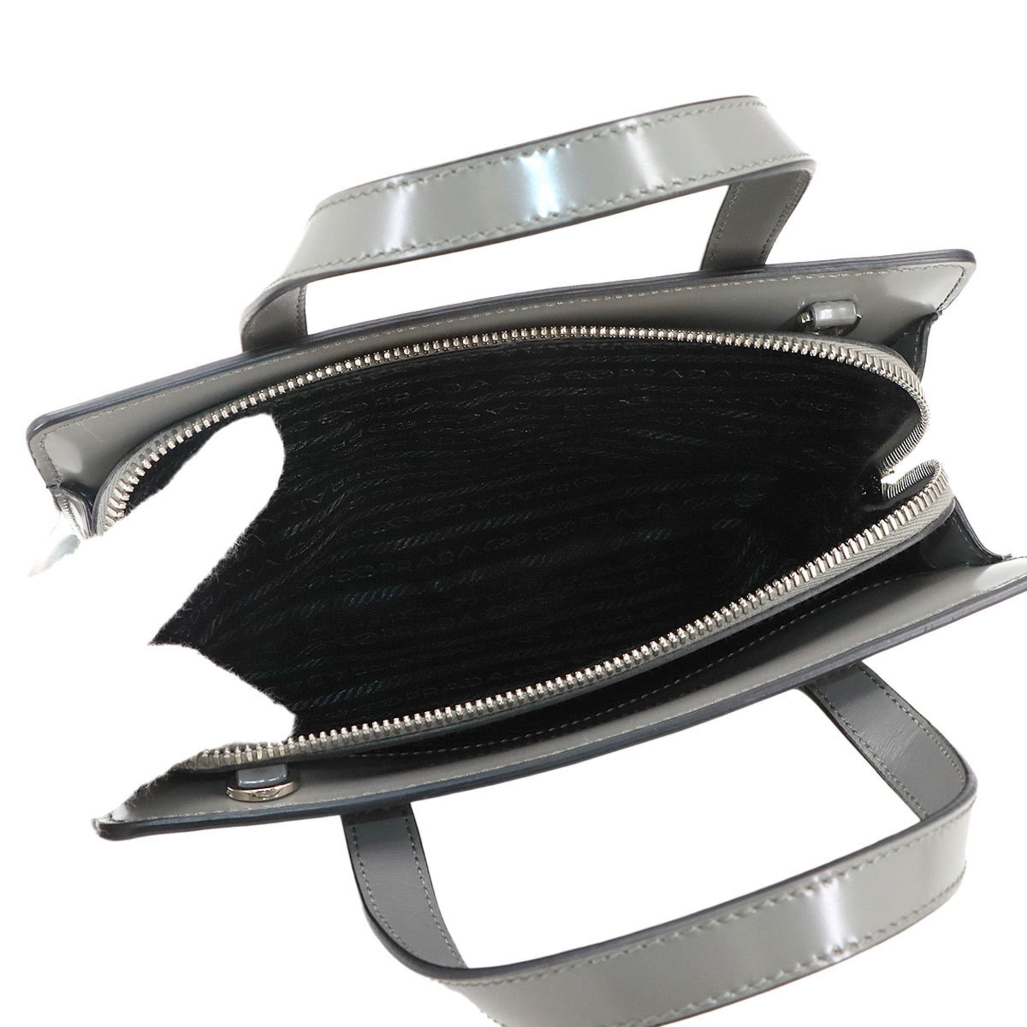 PDA Re-Edition 1995 2-Way Hand Shoulder Bag in Gray Leather with Silver Hardware (1BA357)